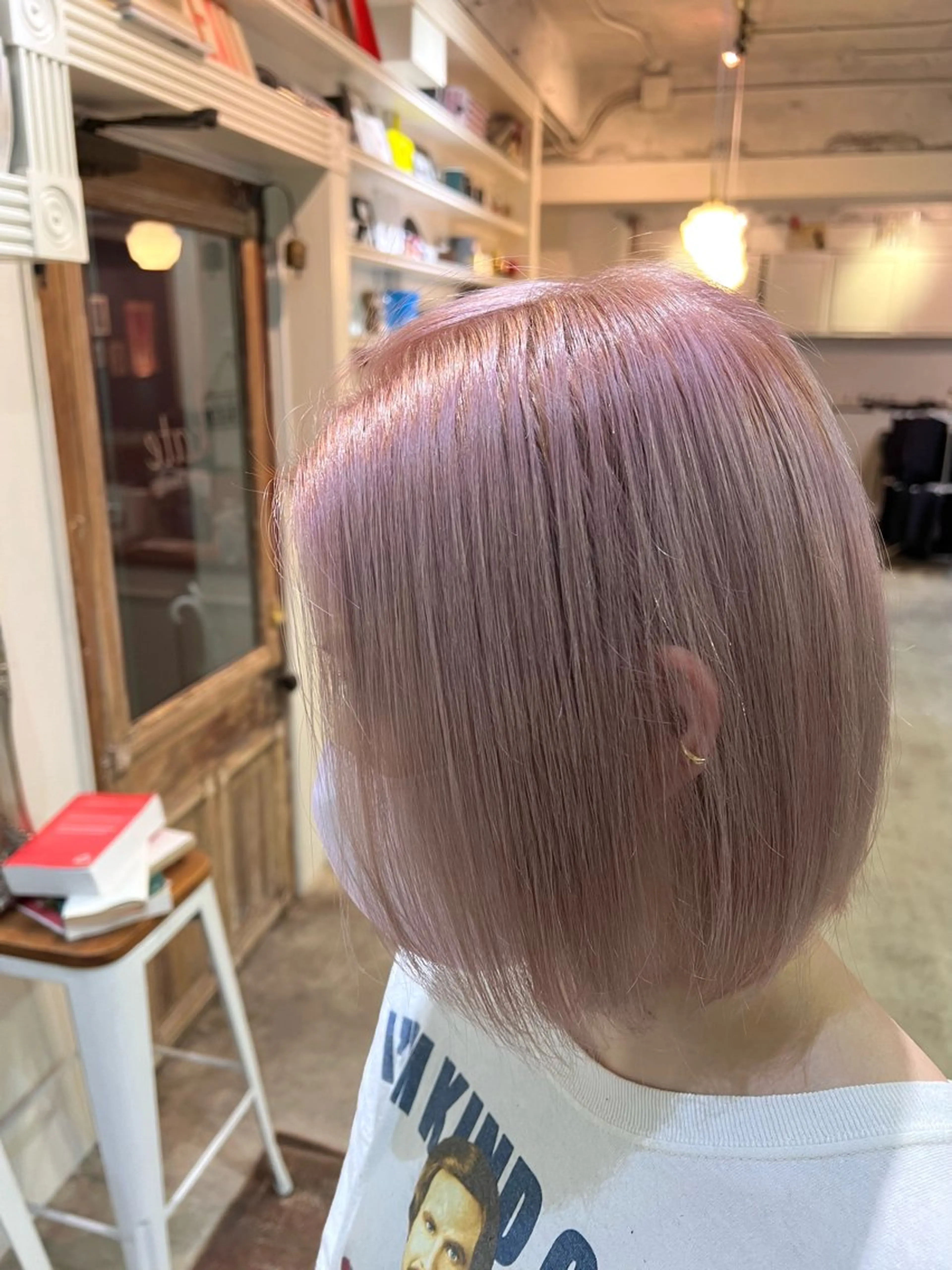 ショート カラー ヘアアレンジ ピンクカラー ホワイトピンク ヘアカラー トリートメント ヘッドスパ ヘアセット 山口 竣也のヘアスタイル
