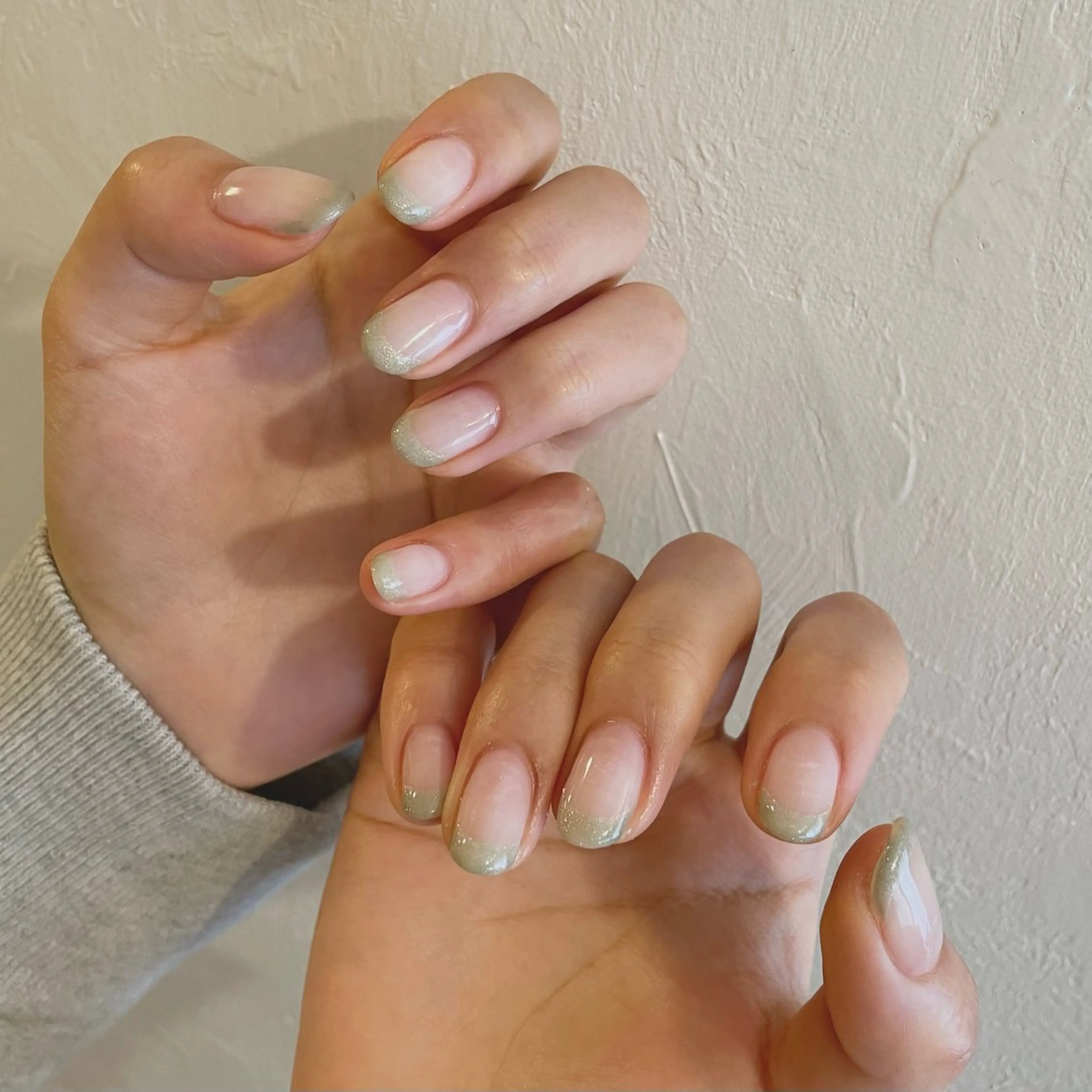 ネイル フレンチネイル グリーン マグネットネイル 春ネイル Nail Room uimのネイルデザイン