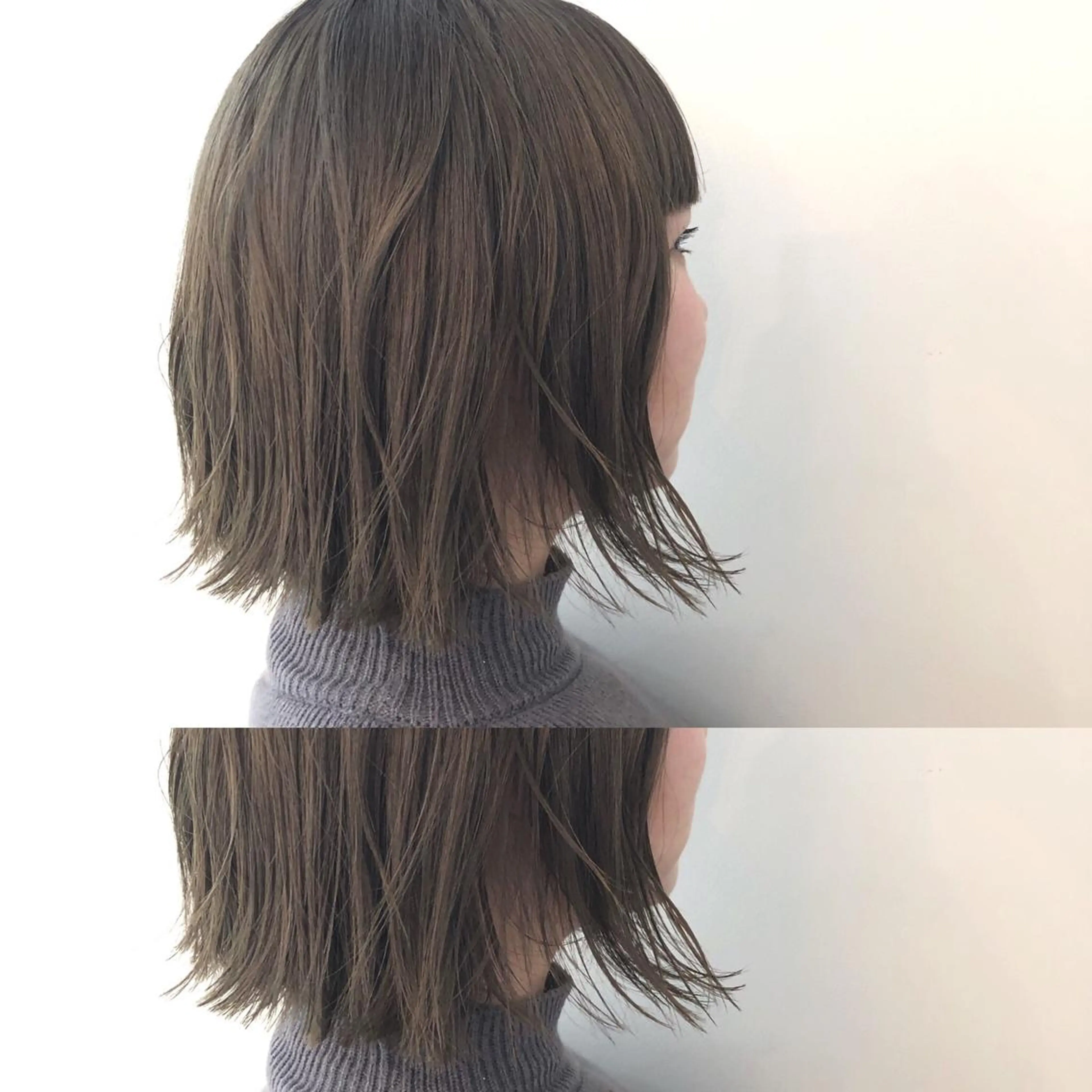 ミディアム カラー 透明感カラー エクステ ハイトーン 💭黒崎ハルカのヘアスタイル