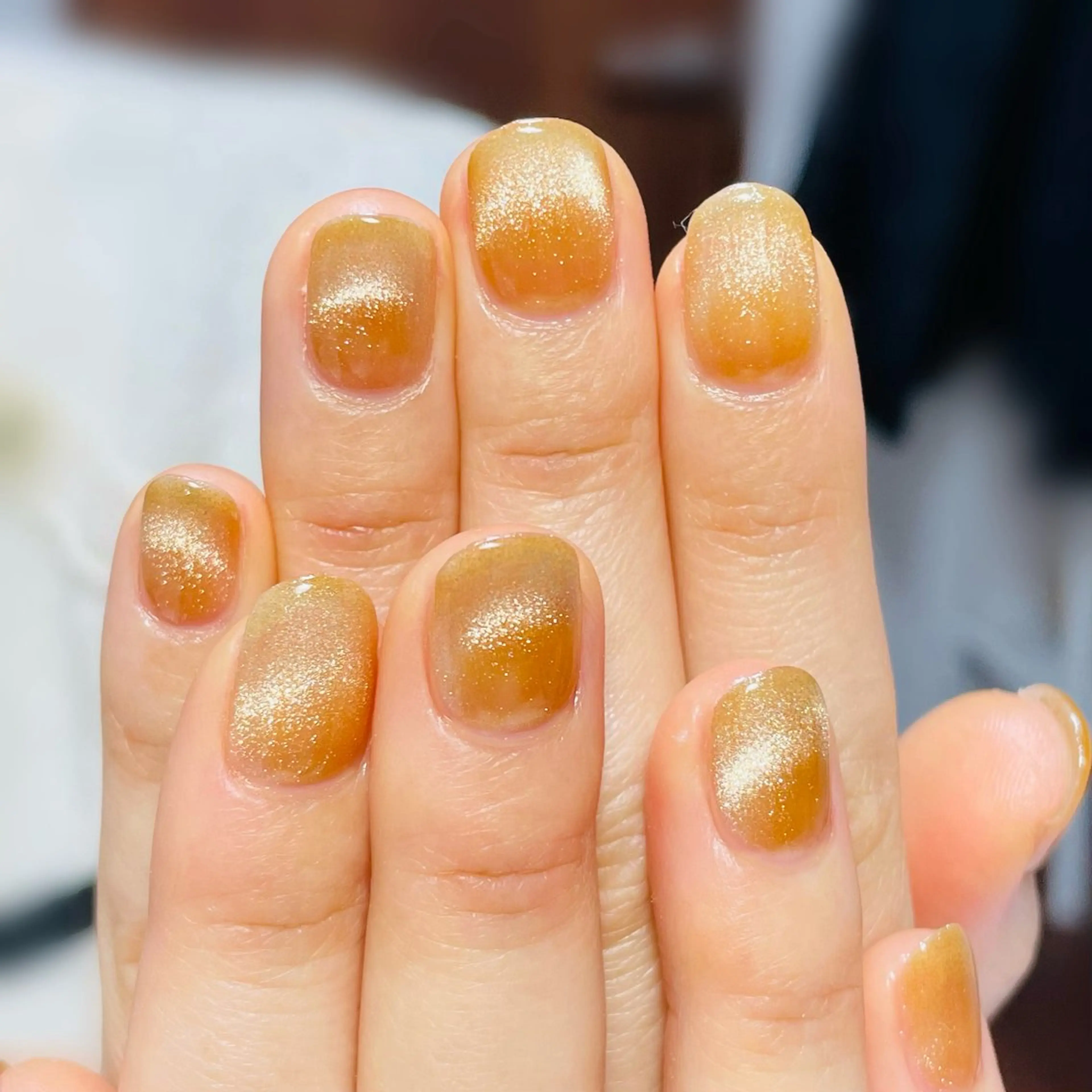 ネイル マグネットネイル オレンジ private salon Noëlのネイルデザイン