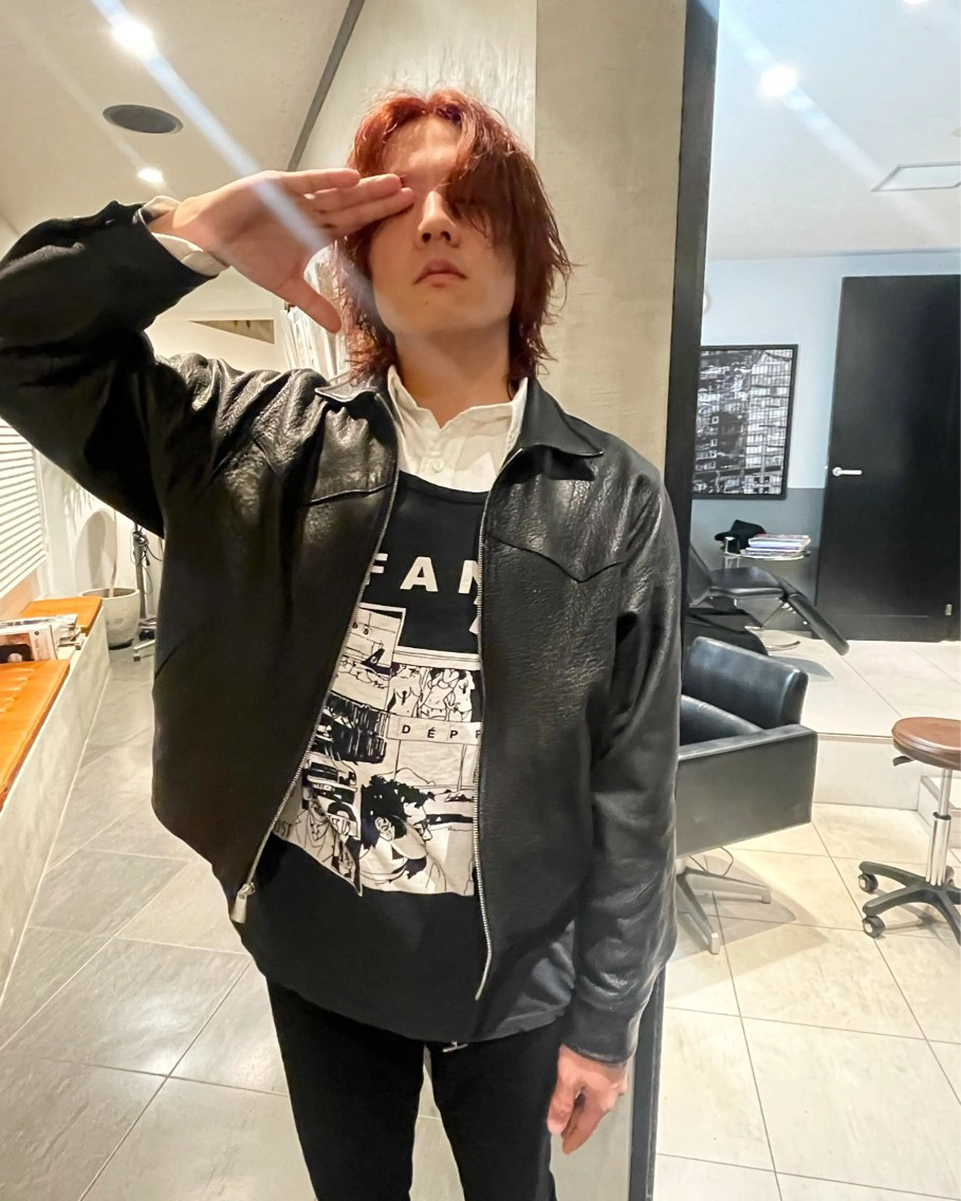ミディアム カラー メンズ カット ヘアカラー トリートメント 優 作のヘアスタイル