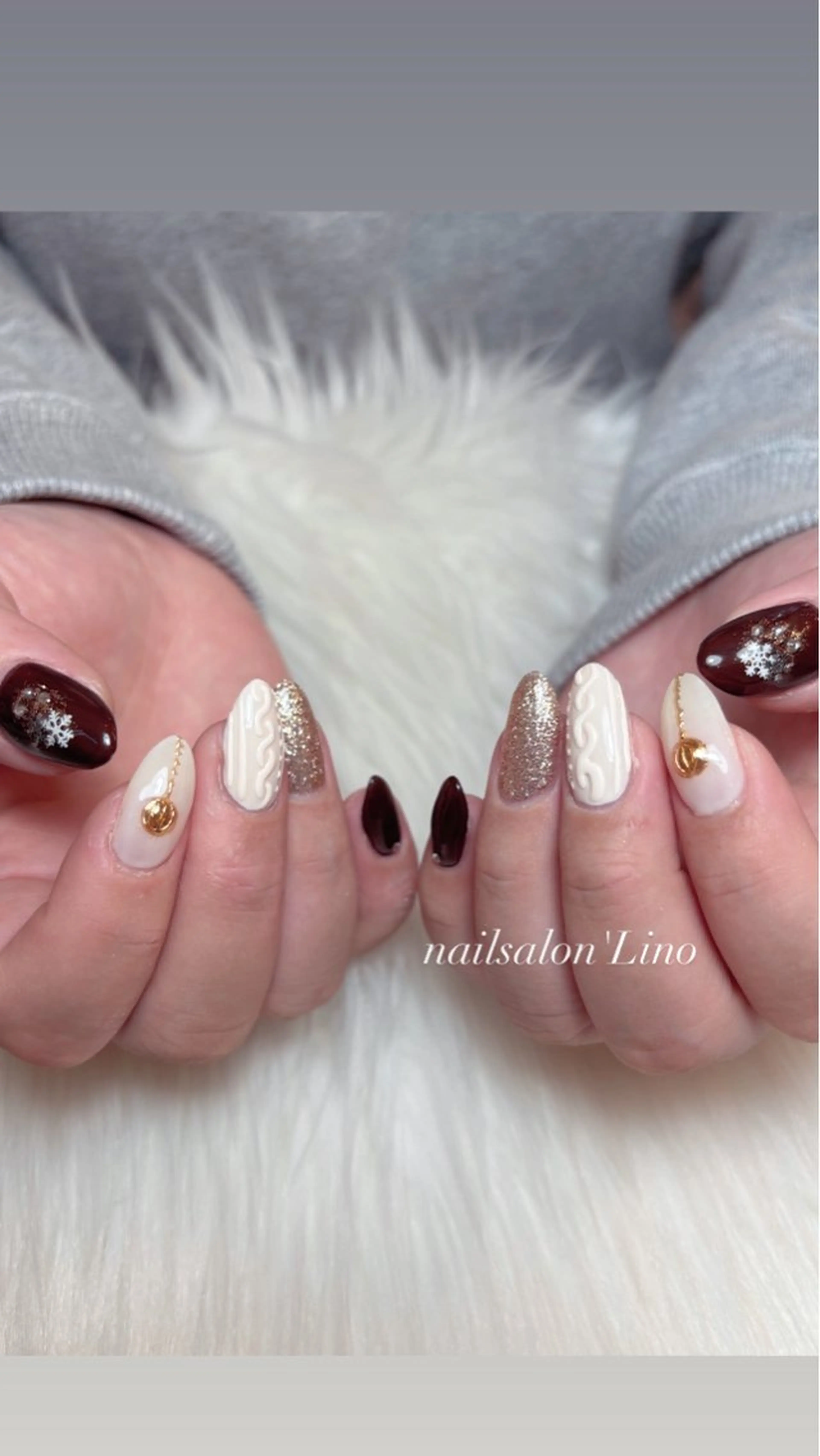 ネイル アートネイル 冬ネイル クリスマス ハンドネイル Lino𓂃⟡.· Chizuruのネイルデザイン