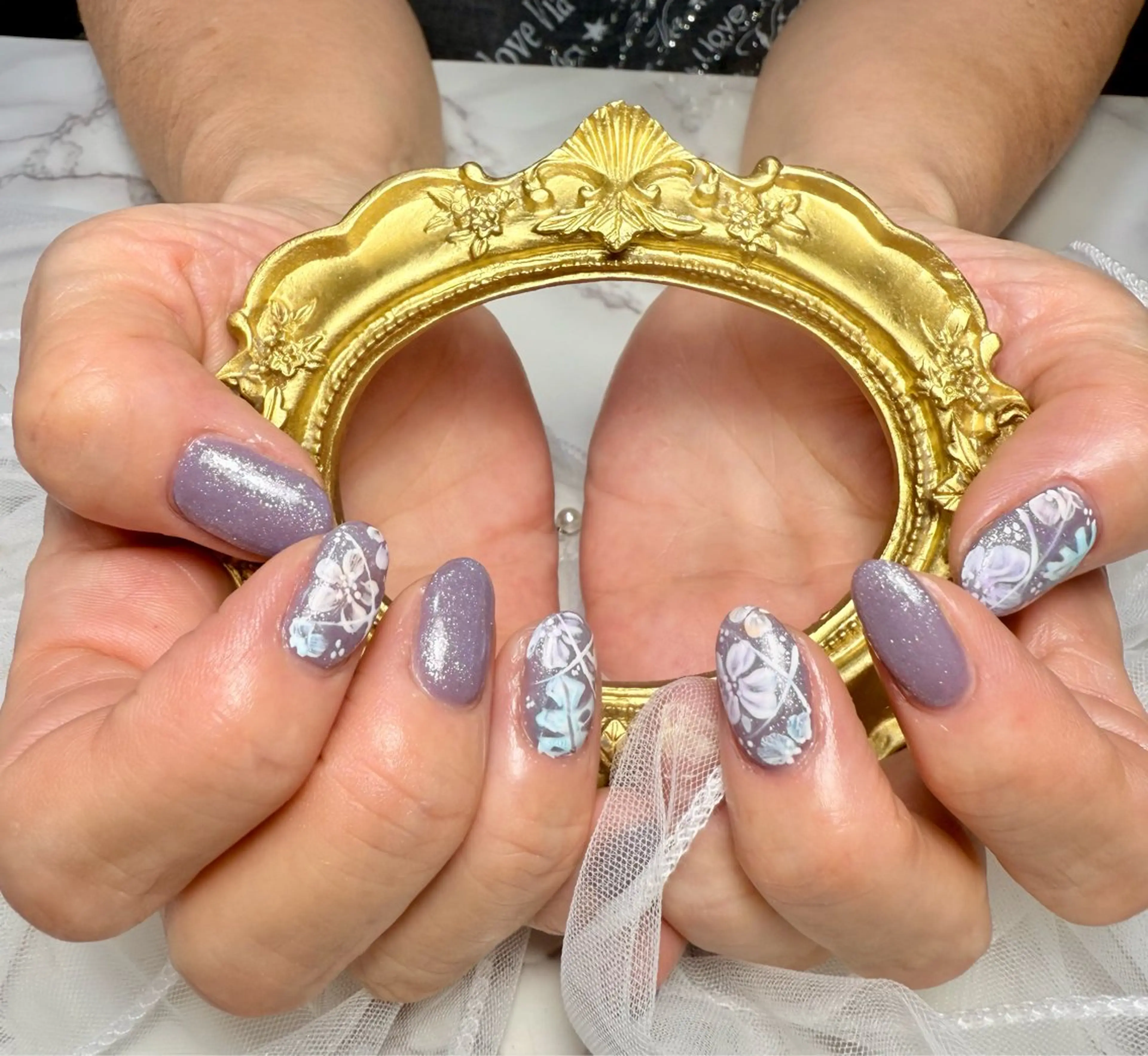 ネイル アートネイル フレンチネイル ガラスフレンチ 氷ネイル・うるうるネイル キラキラネイル M.N_ nailのネイルデザイン