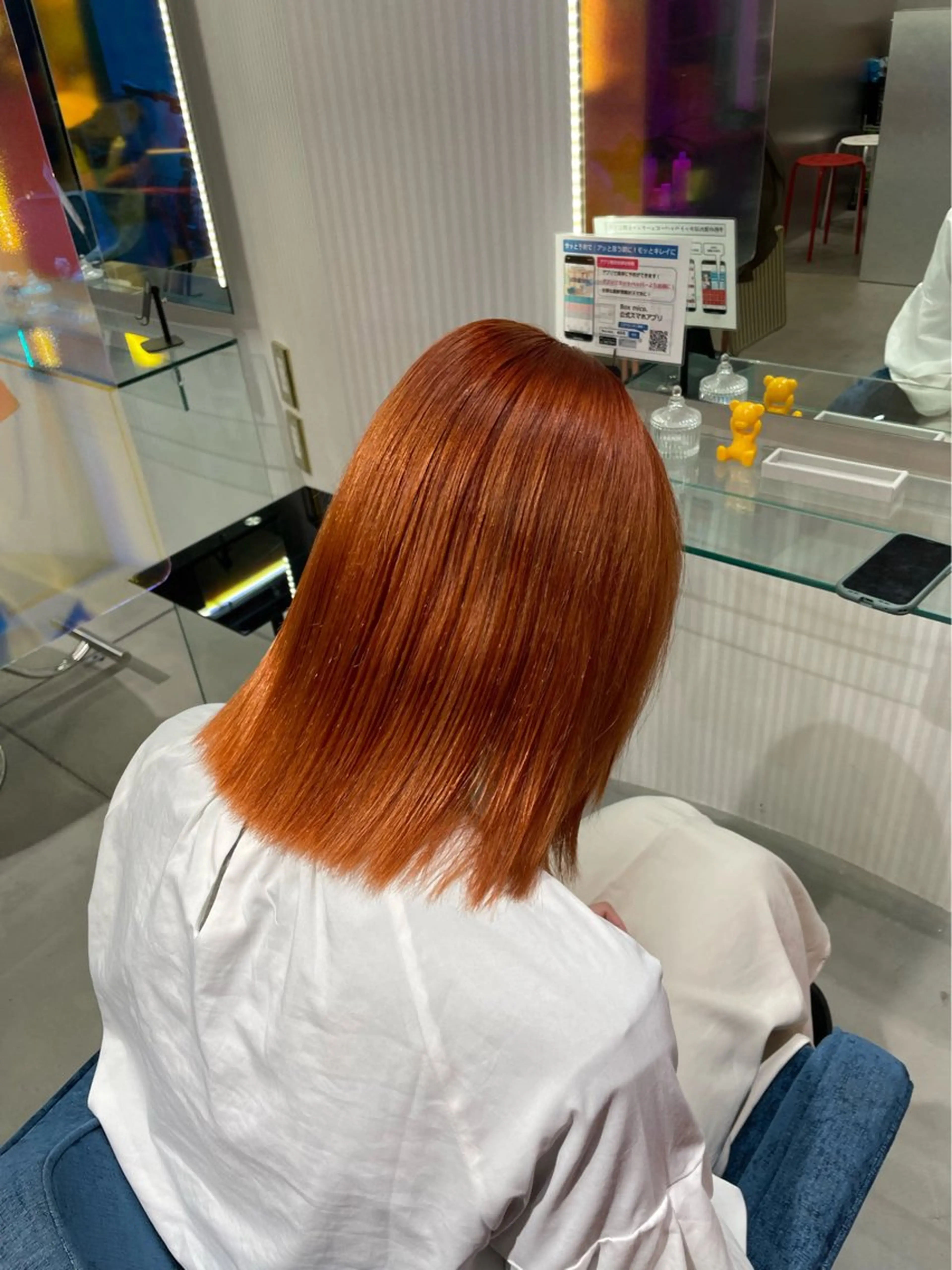 ミディアム オレンジブラウン ヘアカラー 安井まゆ _Box mico.のヘアスタイル