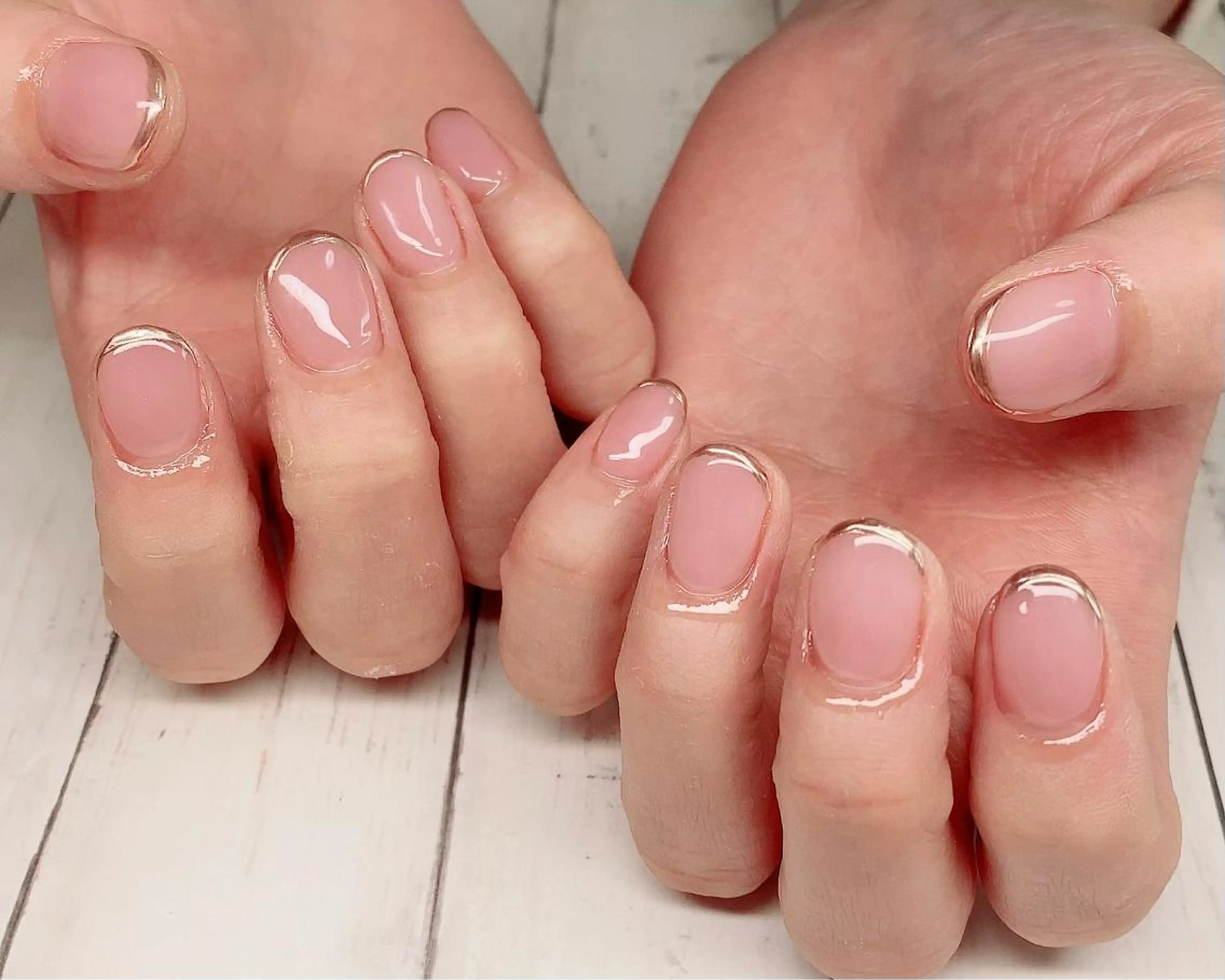 ショート カラー ネイル フレンチネイル ミラーネイル ハンドネイル NailbyN所属・Nail_by N1のネイルデザイン