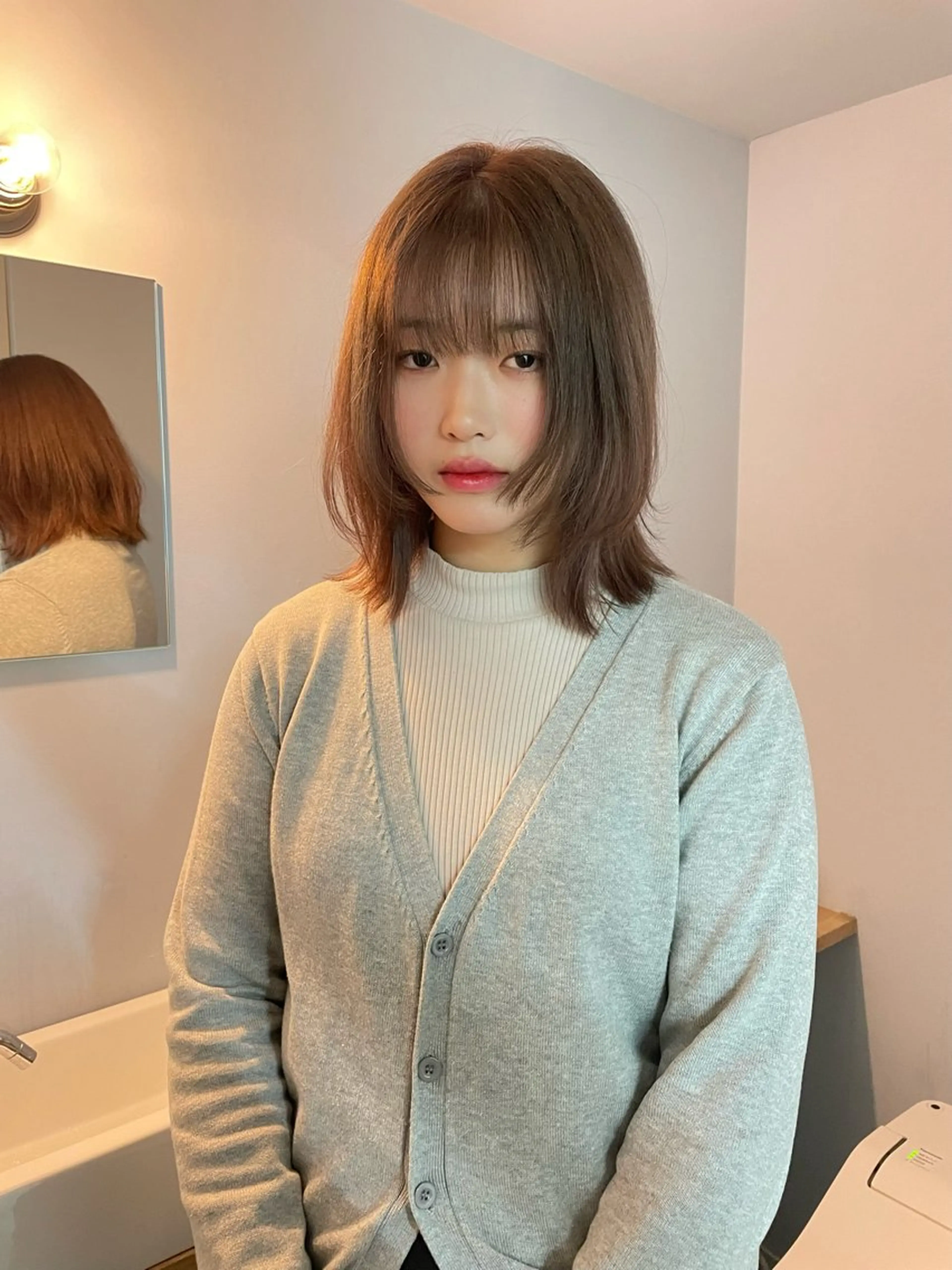 ミディアム カラー ヘアカラー カットモデル/ ハイトーン/ゆうあのヘアスタイル