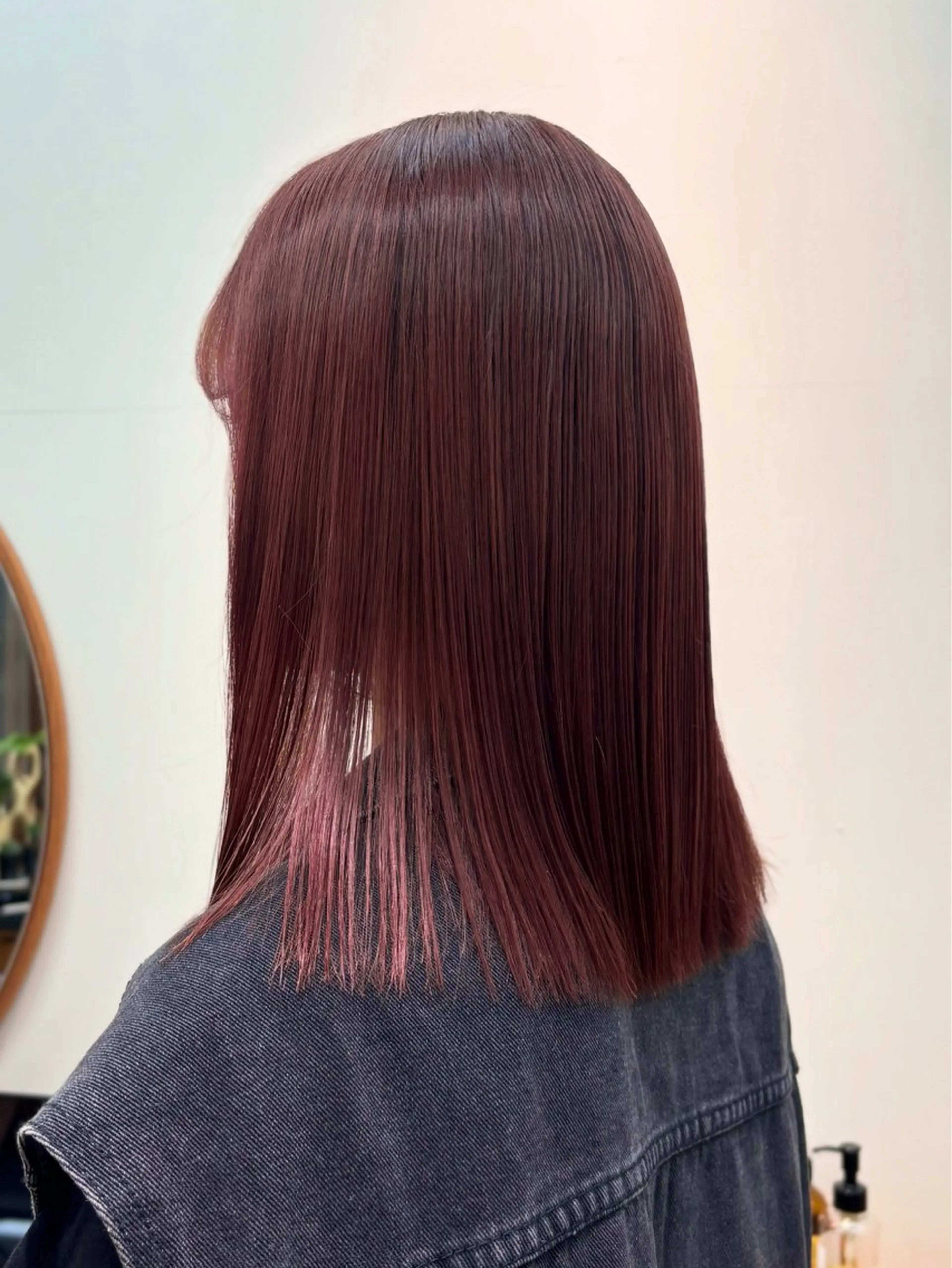 セミロング カラー ブリーチ レッドカラー ヘアカラー ENIEN MAKE’S 立川所属・ミカ💫/パーマ/ ボブ/暖色カラーのヘアスタイル