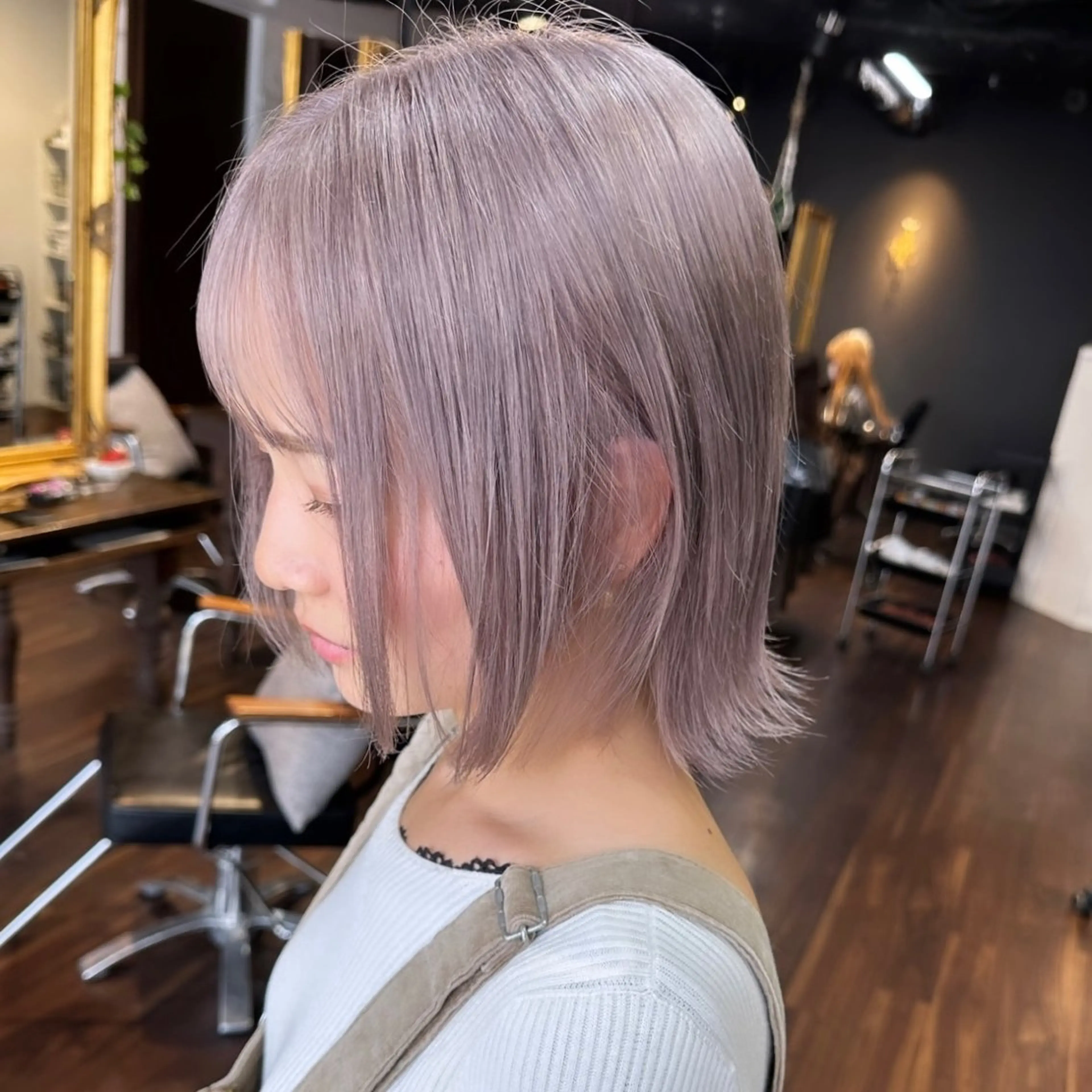 ショート ボブ 髪質改善 カット ヘアカラー トリートメント 心斎橋ダブルカラー ボブ/レイヤーのヘアスタイル