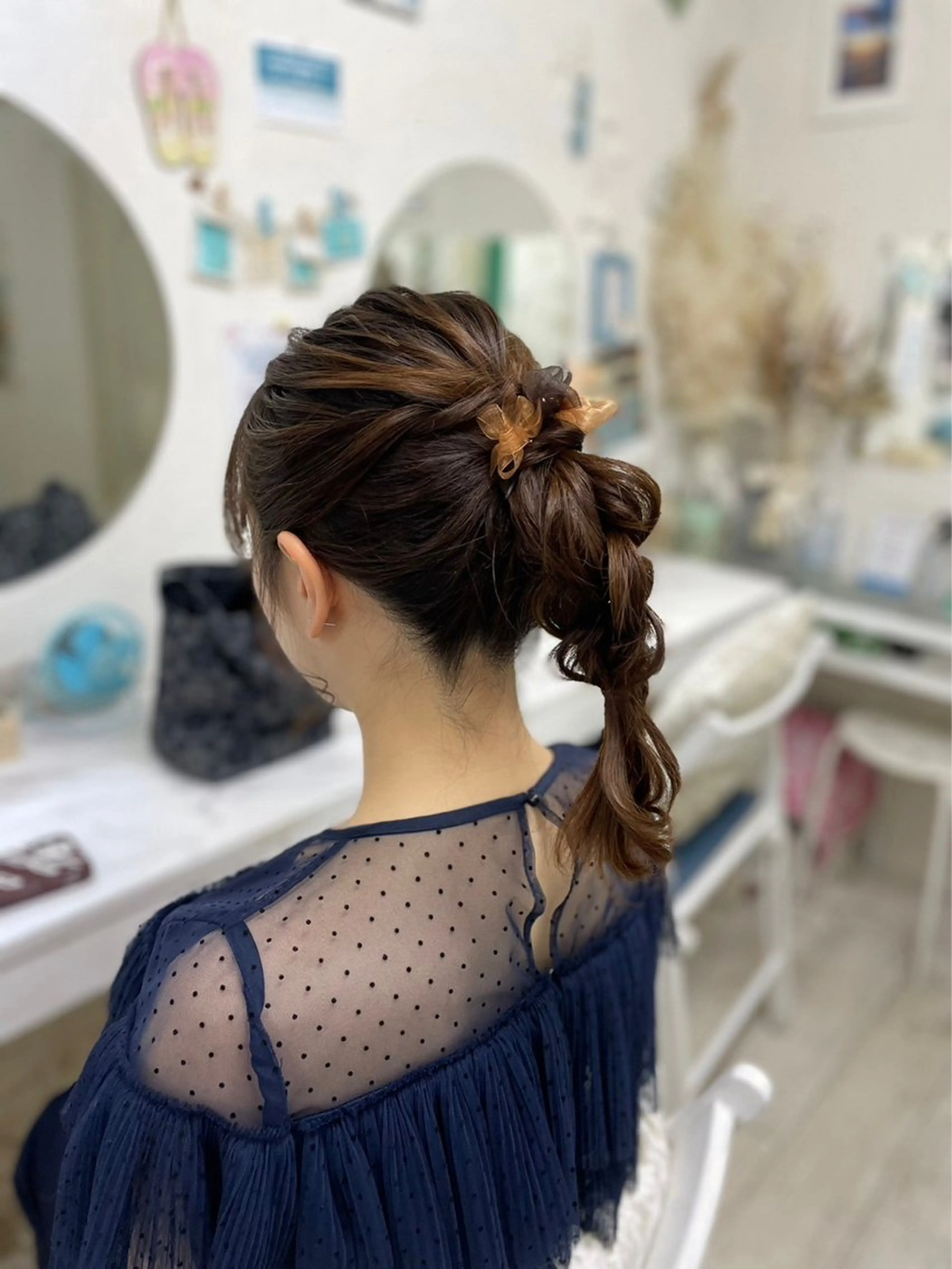 セミロング ヘアアレンジ ヘアセット rev💄溝の口店 mai/ヘアメイクのヘアスタイル