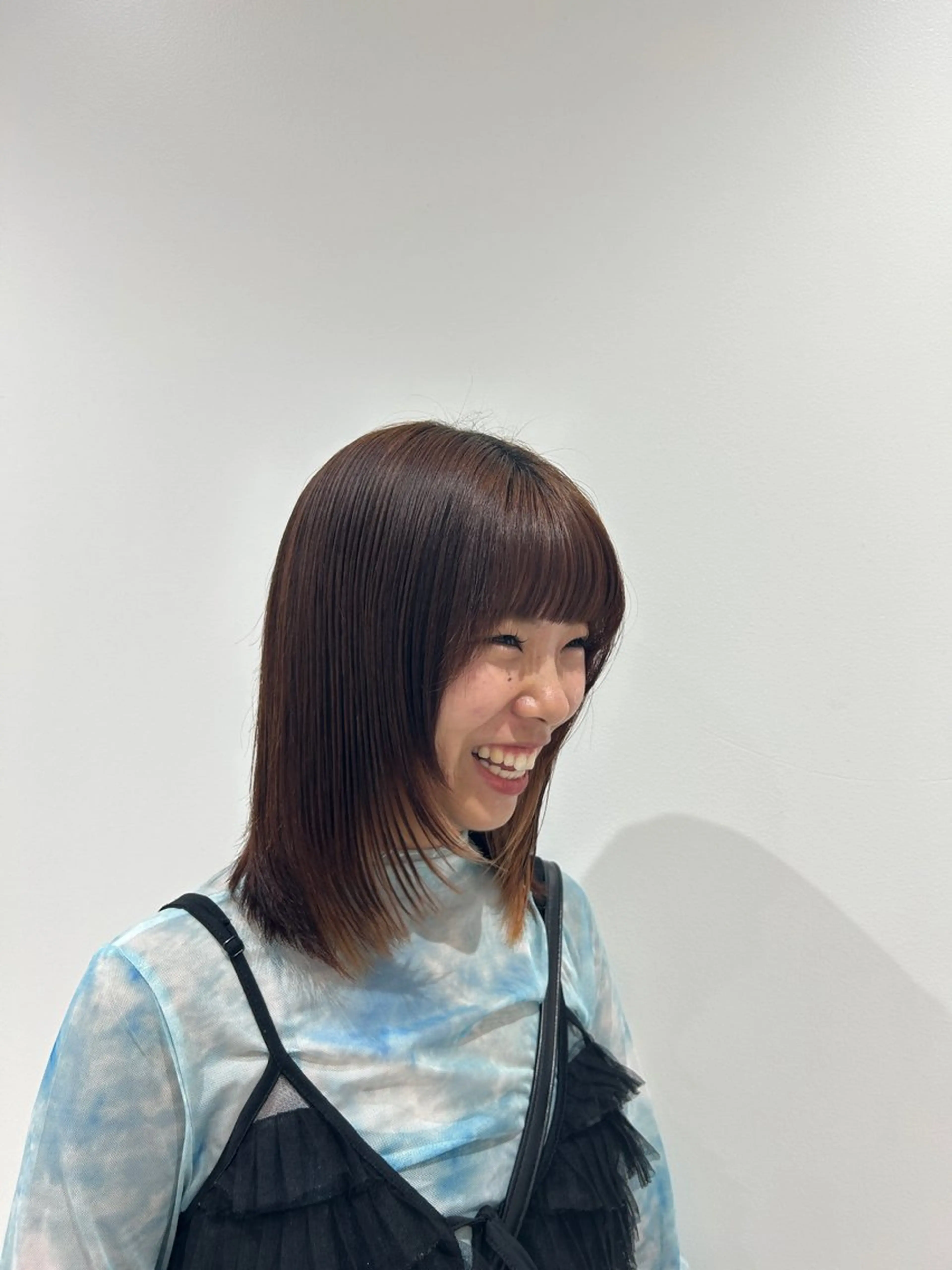セミロング 髪質改善 トリートメント 縮毛矯正 トリートメント ダブルカラー /透明感カラーRioのヘアスタイル