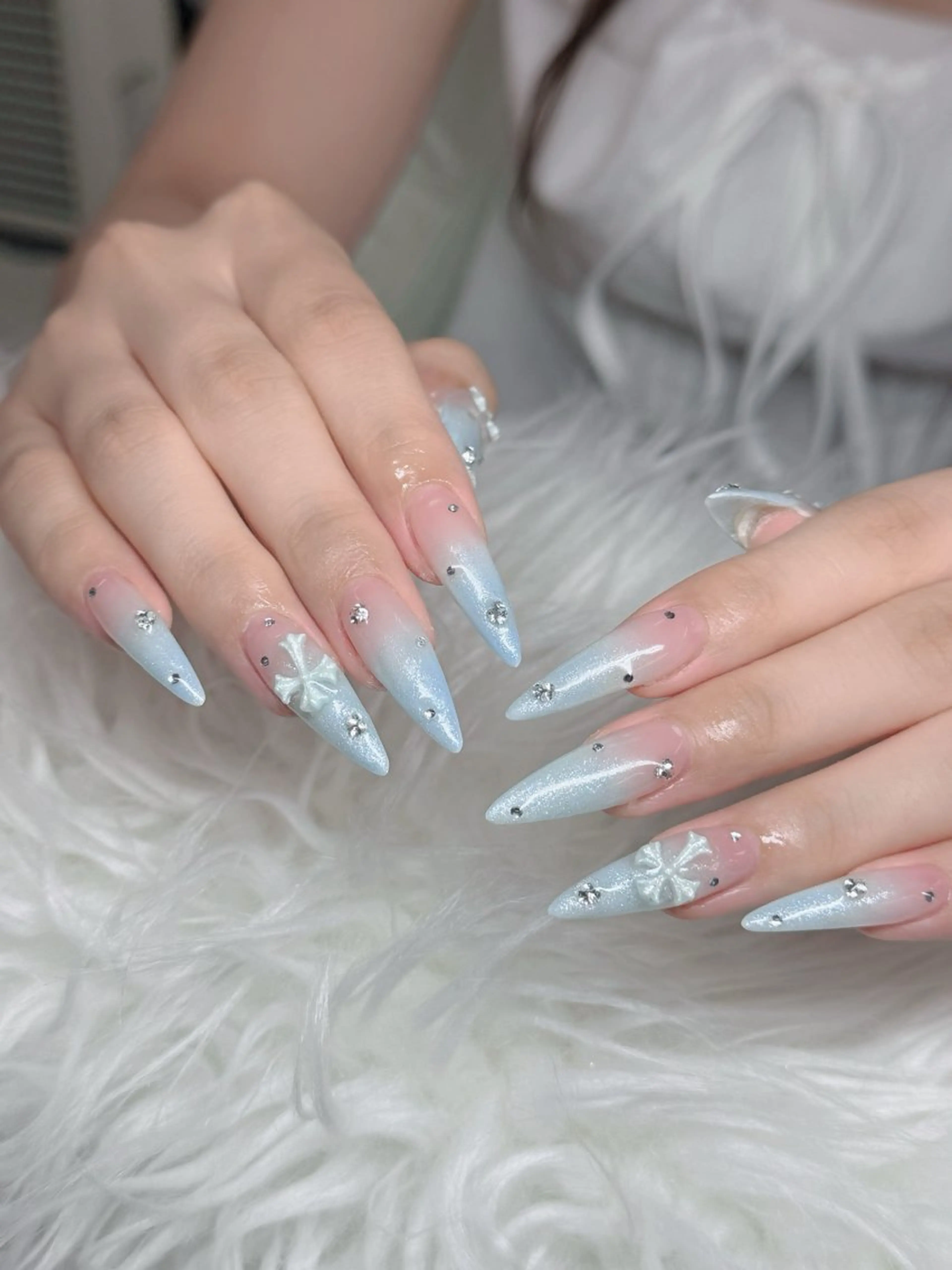 ネイル ロングネイル マグネットネイル リボン 夏ネイル スーパーロングネイル Hani nailsalonのネイルデザイン