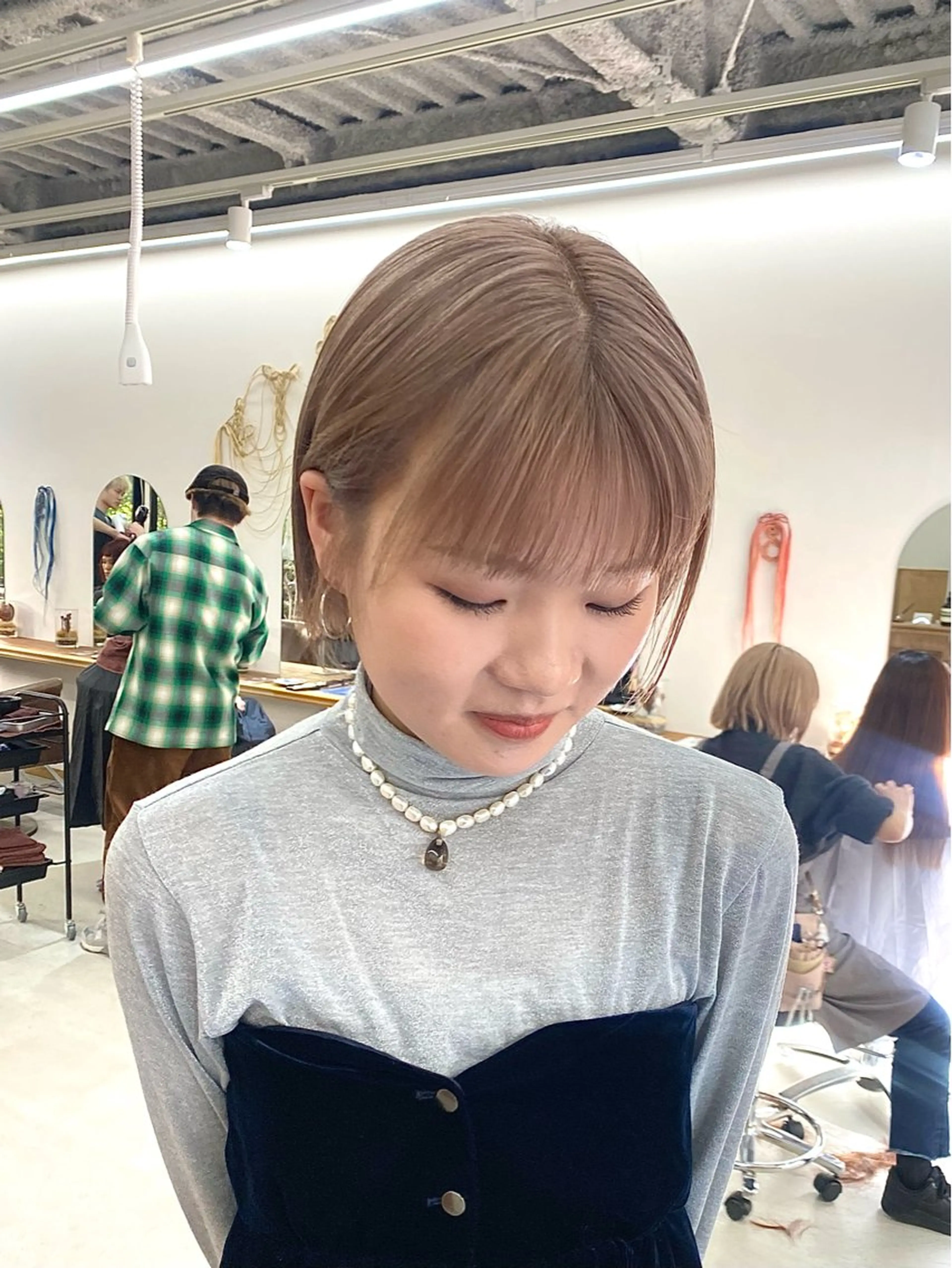 ミディアム カラー ヘアアレンジ グレージュ ラベンダーカラー カット ヘアカラー トリートメント ハル🌸柔色/ ブリーチなし/艶髪のヘアスタイル