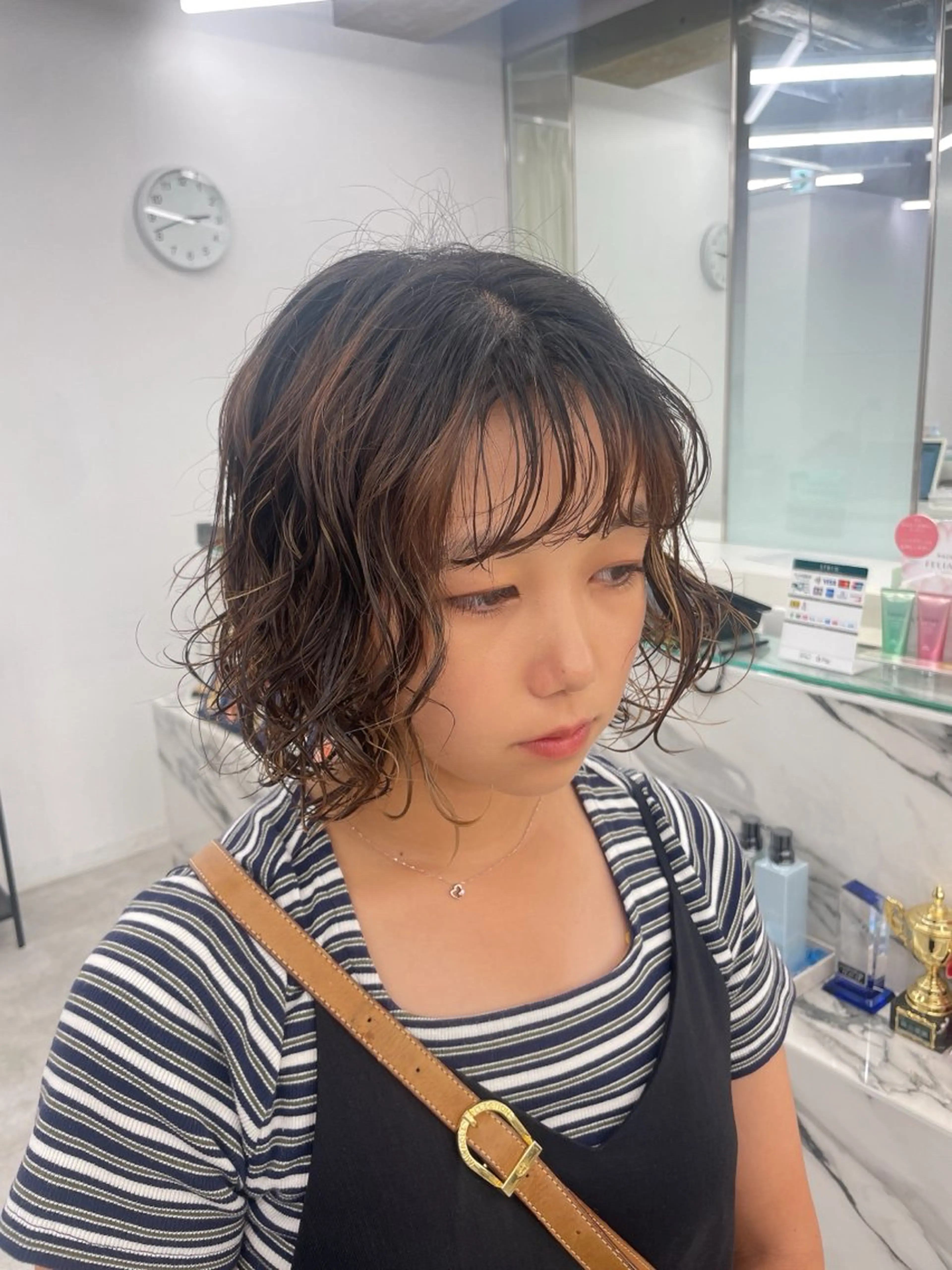 ミディアム パーマ ヘアアレンジ カット パーマ トリートメント 【Brown】おじま のぞみのヘアスタイル