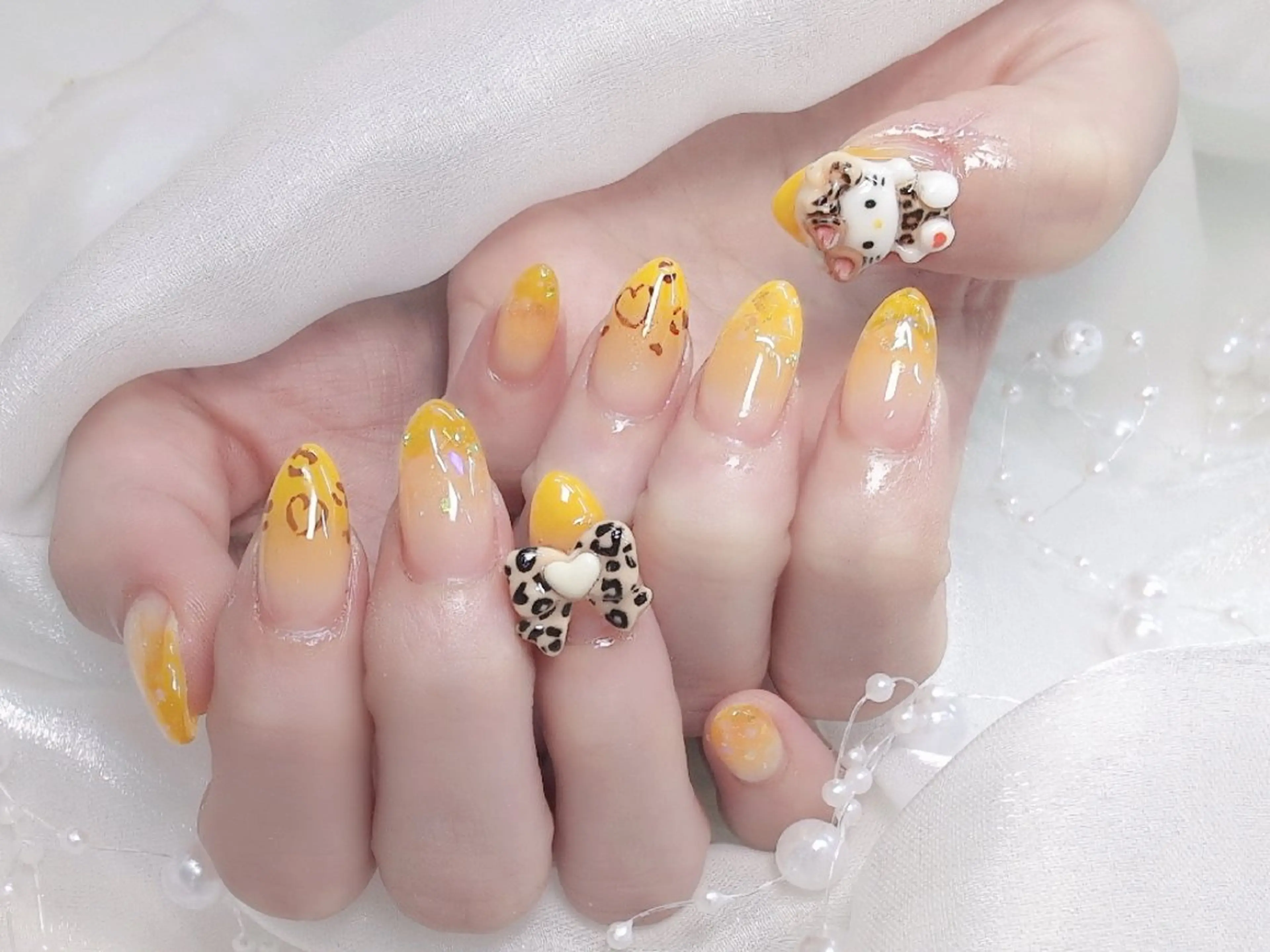 ネイル 長さ出し フラッシュネイル フレンチネイル キラキラネイル ラメ(グリッター) Chouette Nailのネイルデザイン