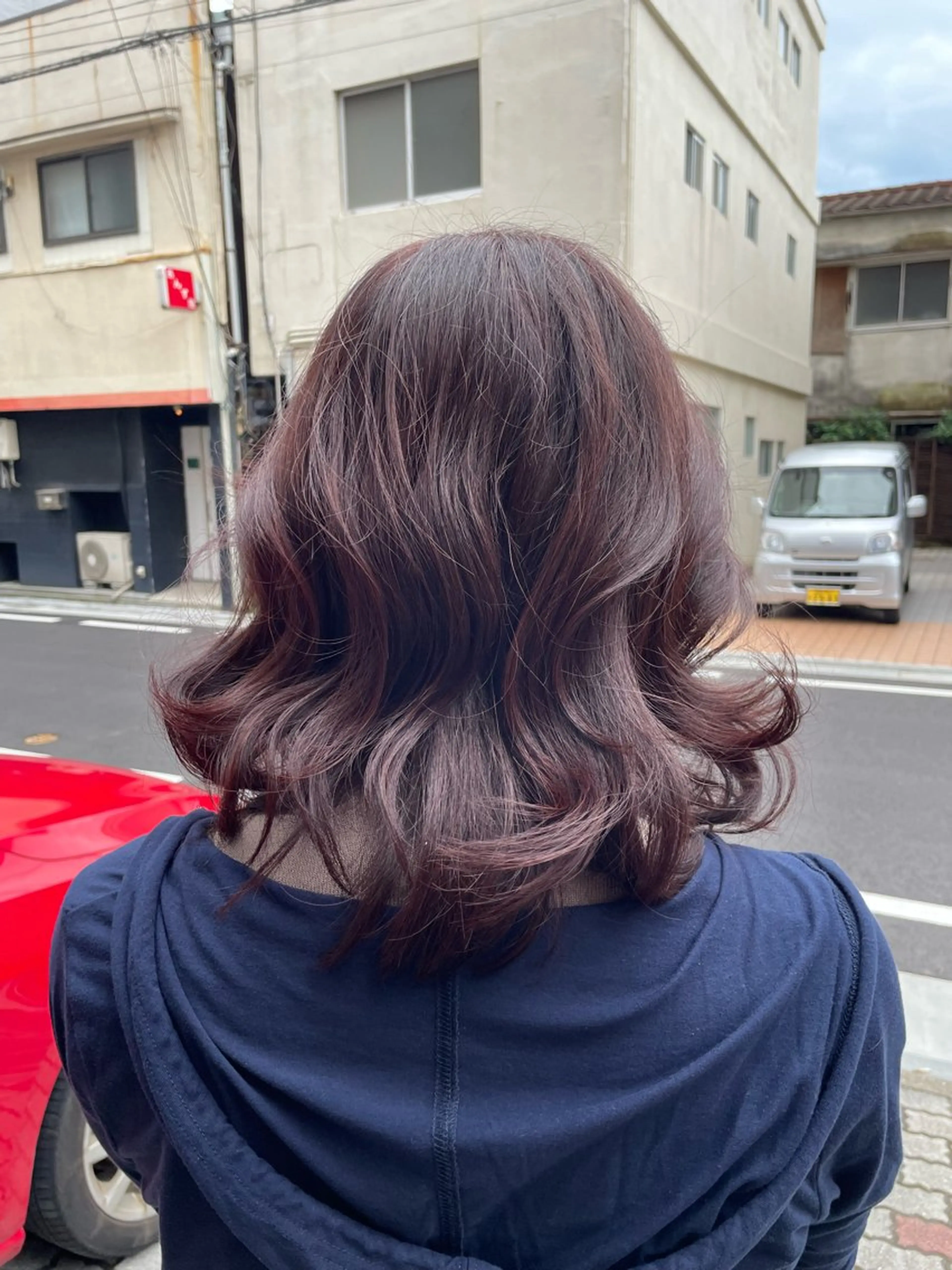 ミディアム カラー ピンクカラー バイオレットカラー katae sayoriのヘアスタイル