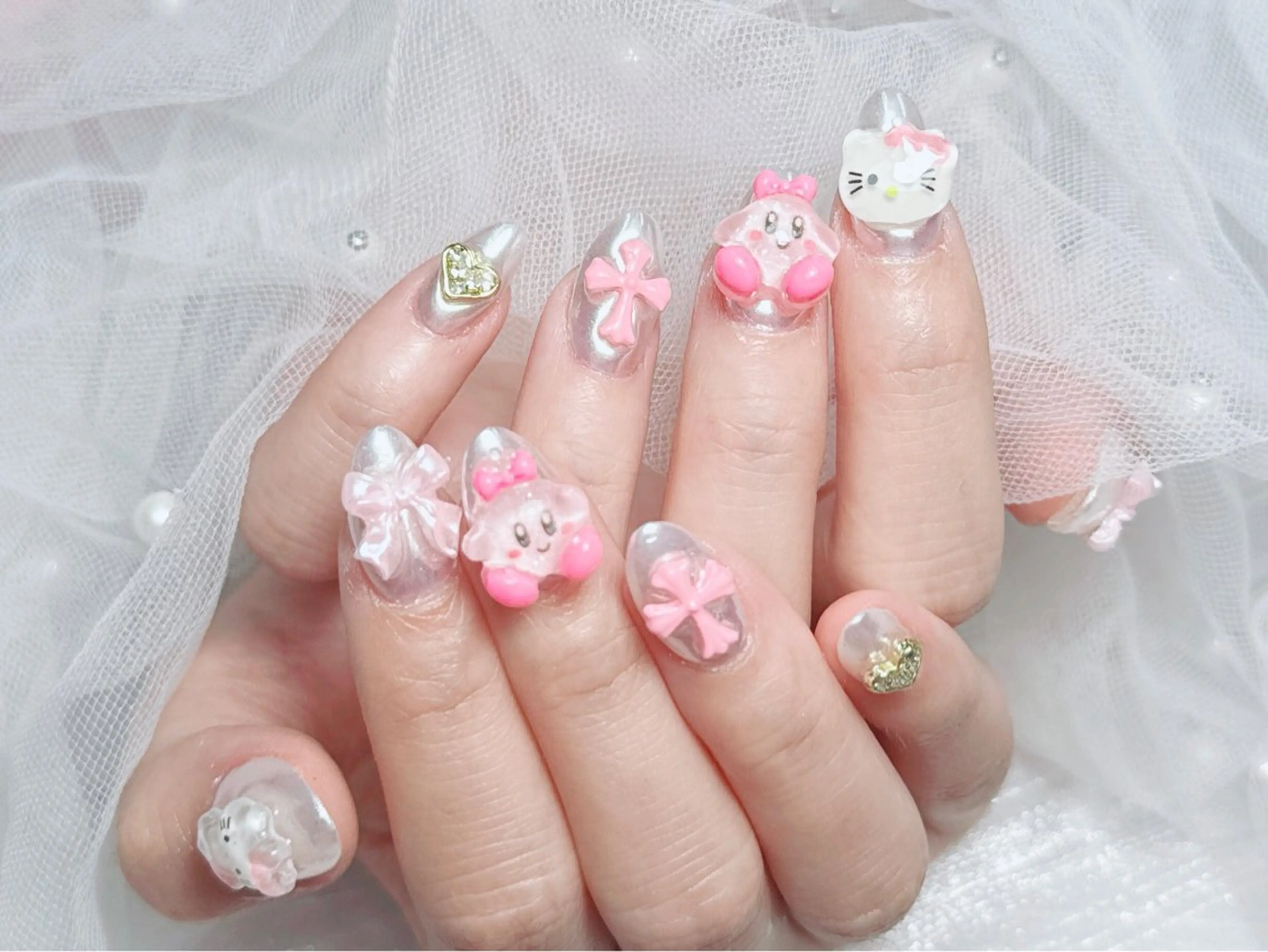 ネイル オーロラネイル チークネイル 長さ出し フットネイル フレンチネイル ハンドネイル ハンドケア Pretty nailのネイルデザイン