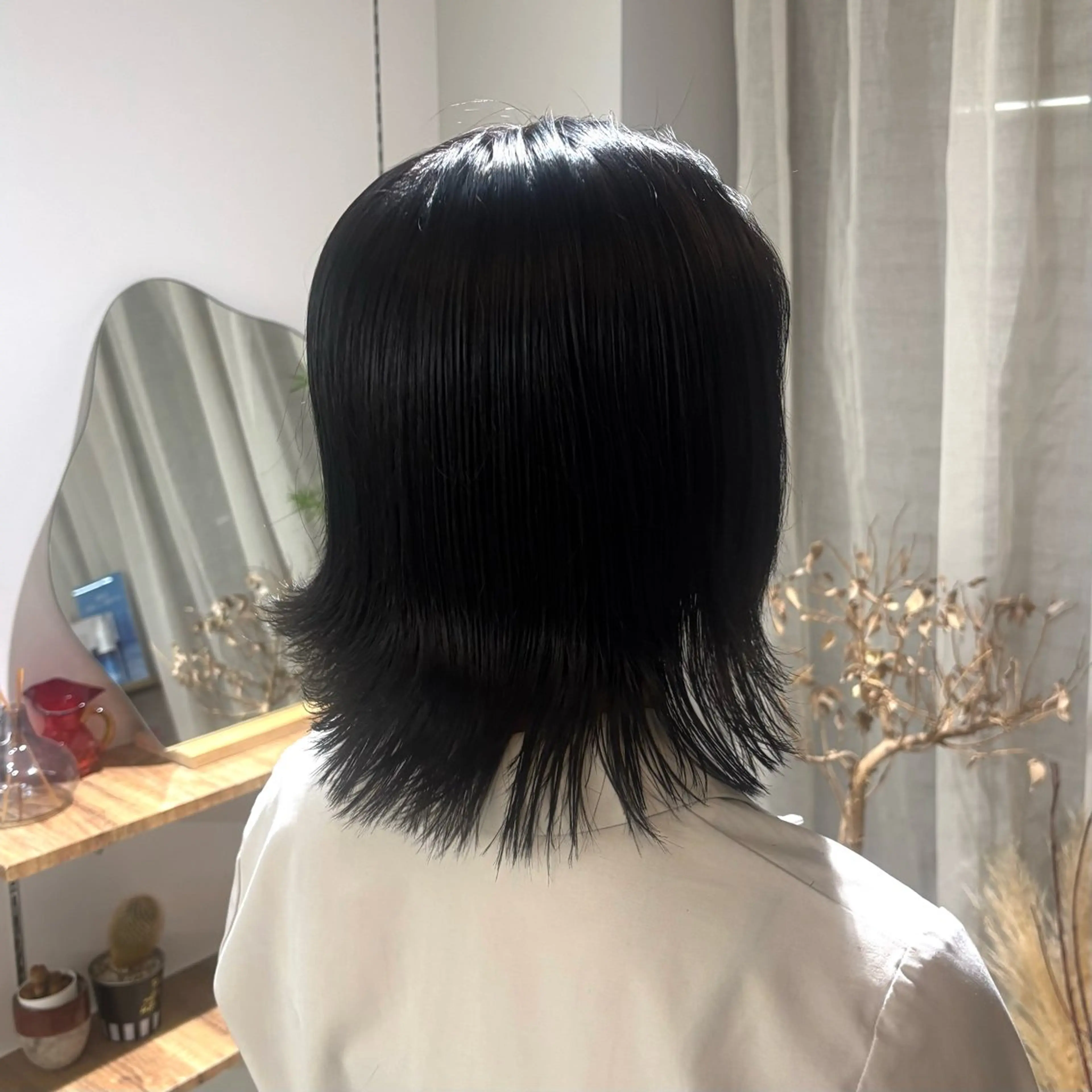 カラー 黒髪 ブルーカラー ブルーブラック cipre 桃和のヘアスタイル