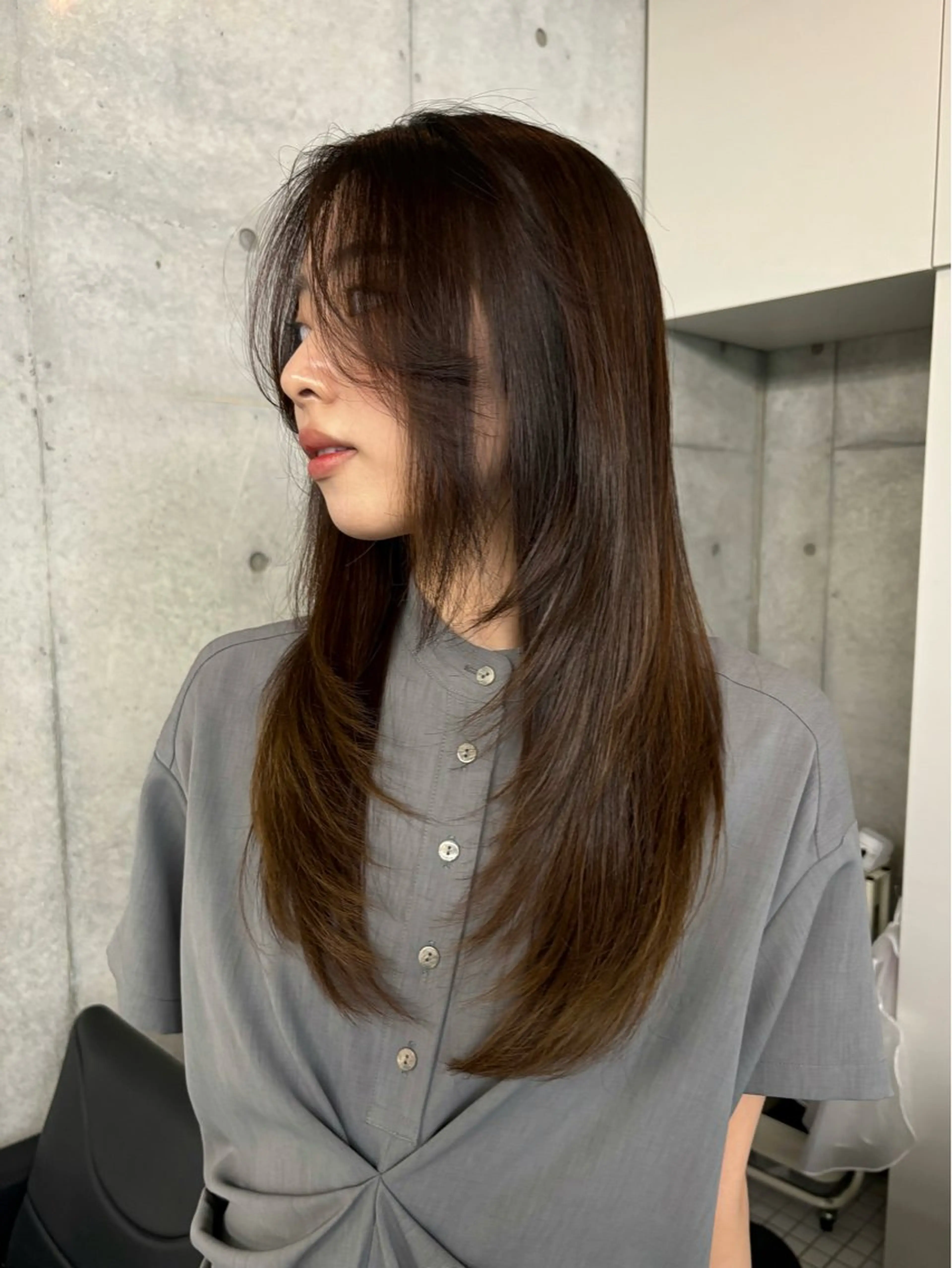 セミロング カラー カット ヘアカラー レイヤー/柔色 カラー/SAkiのヘアスタイル