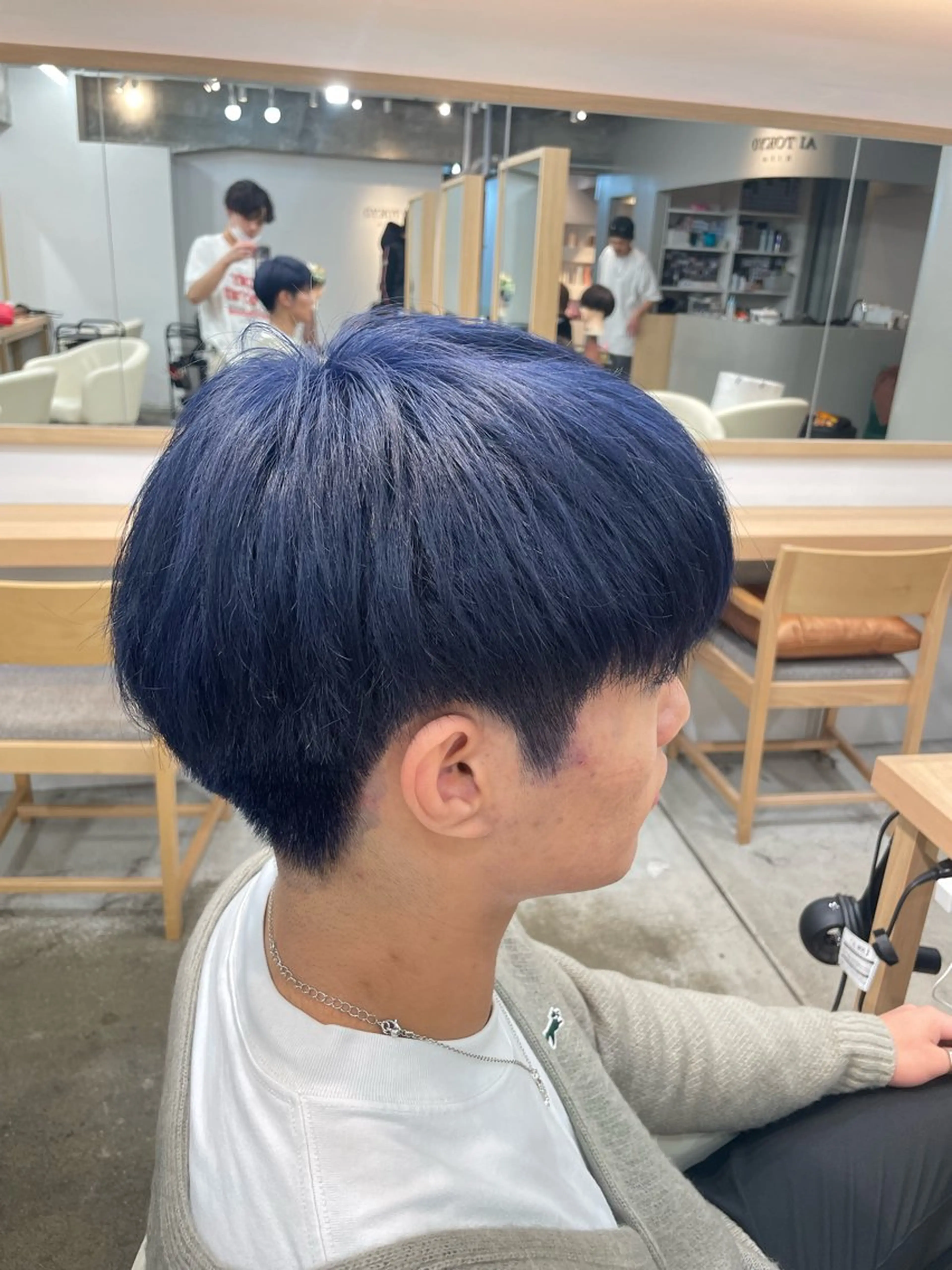 カラー メンズ 黒髪 ブルーカラー ブルーブラック ニュアンス王子 🥀𓈒のヘアスタイル