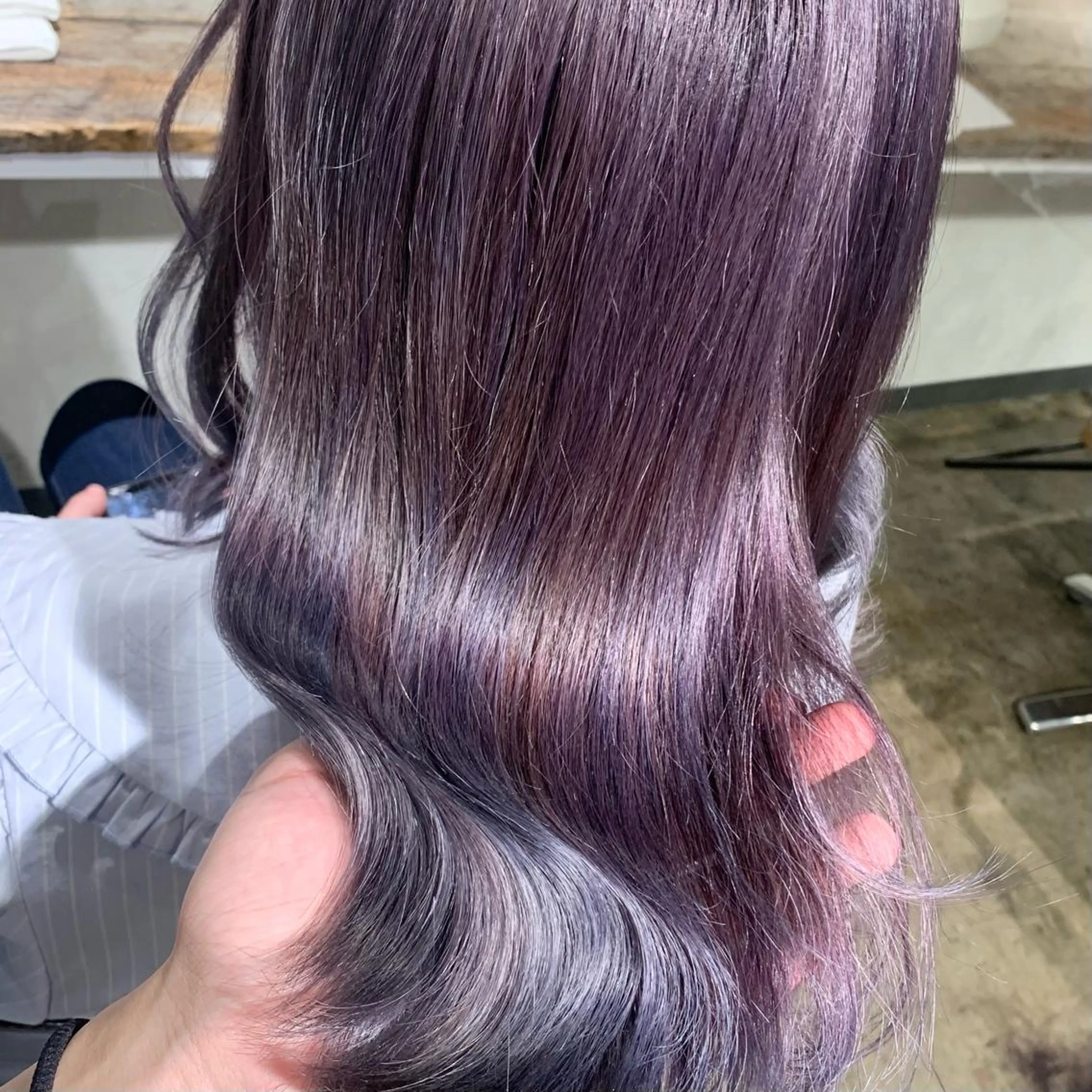 ミディアム カラー ブルーカラー ブルーバイオレット バイオレットカラー ✅ケアブリーチ✅ トヨオカ ノブヒデのヘアスタイル