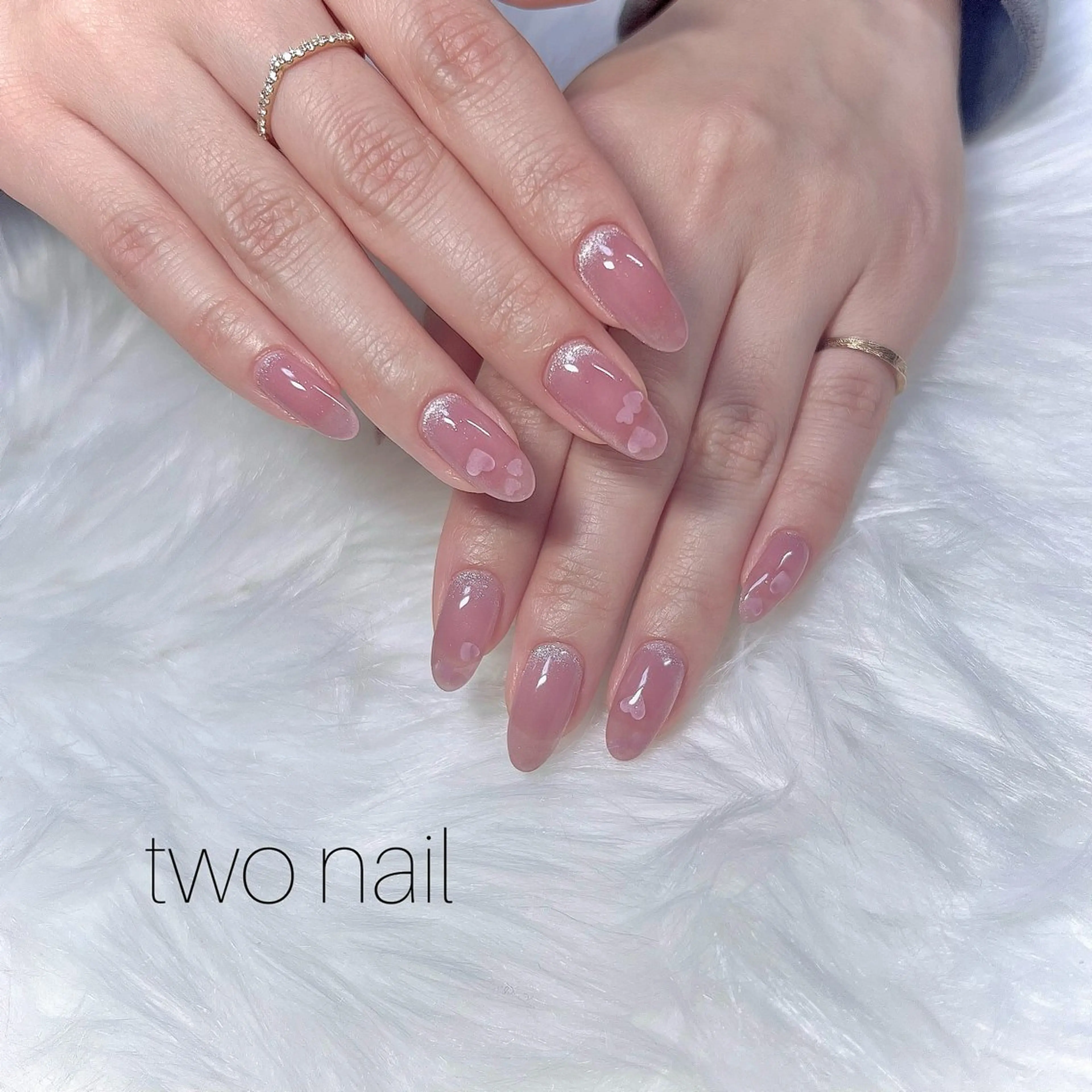 ネイル アートネイル ハート マグネットネイル ネイルチップ ホワイト ハンドネイル two nailのネイルデザイン