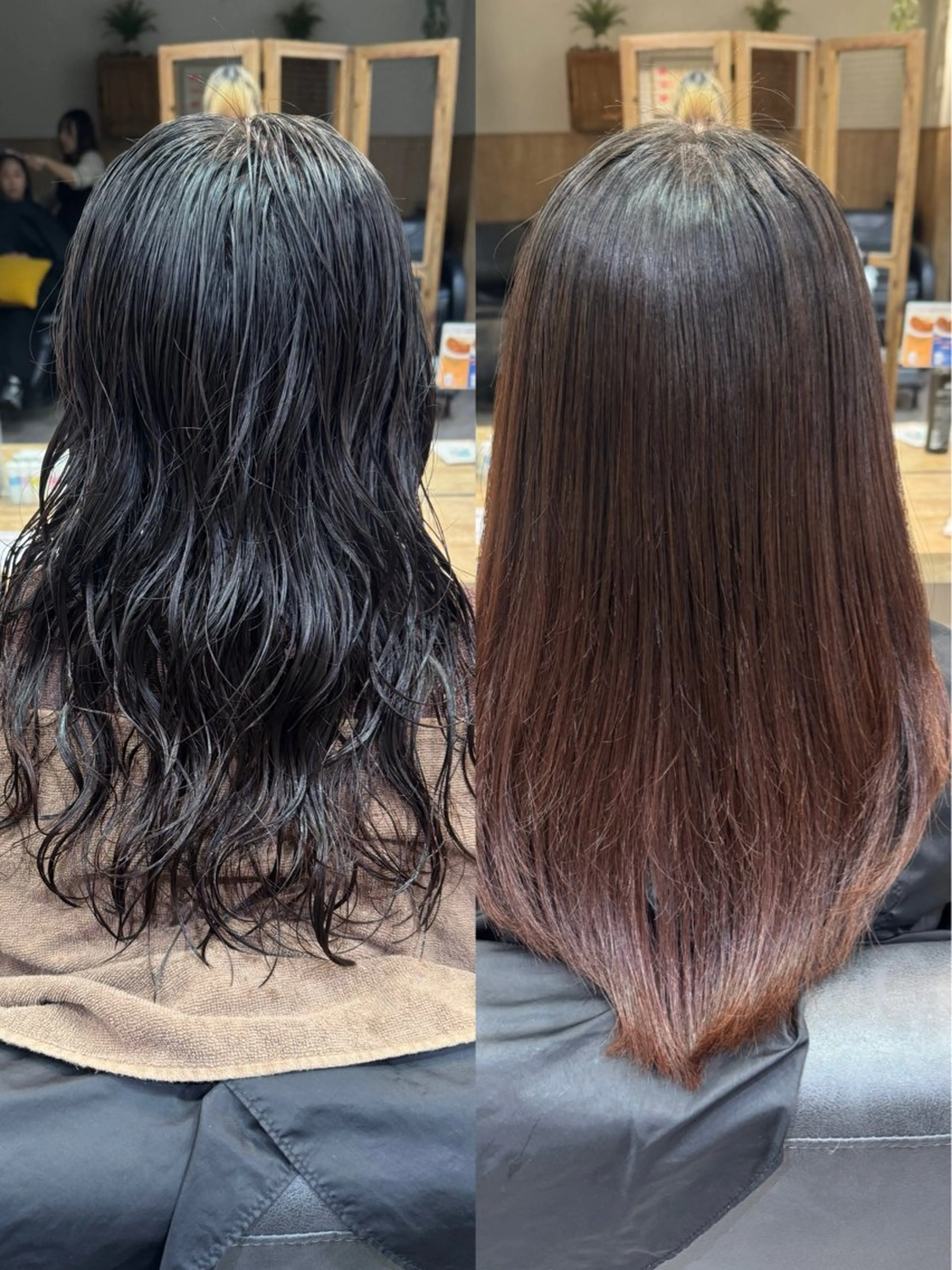 セミロング パーマ セミロングパーマ ストレートパーマ カット パーマ 縮毛矯正 トリートメント 縮毛矯正/艶髪カラー /パーマ/ひふみ🌱のヘアスタイル