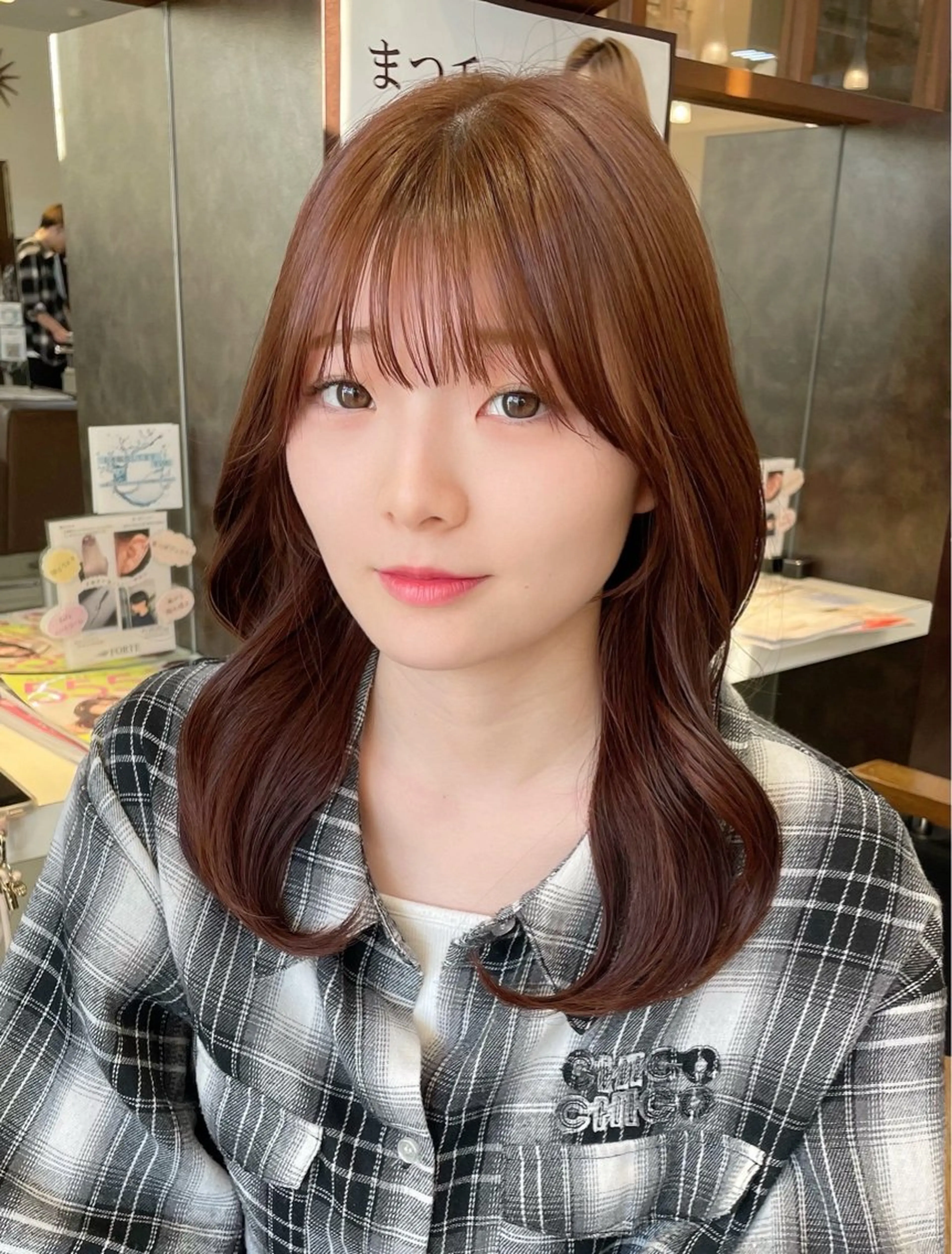 ロング カラー カット ヘアカラー トリートメント 🤎韓国ヘア ベージュ まゆか🤎のヘアスタイル