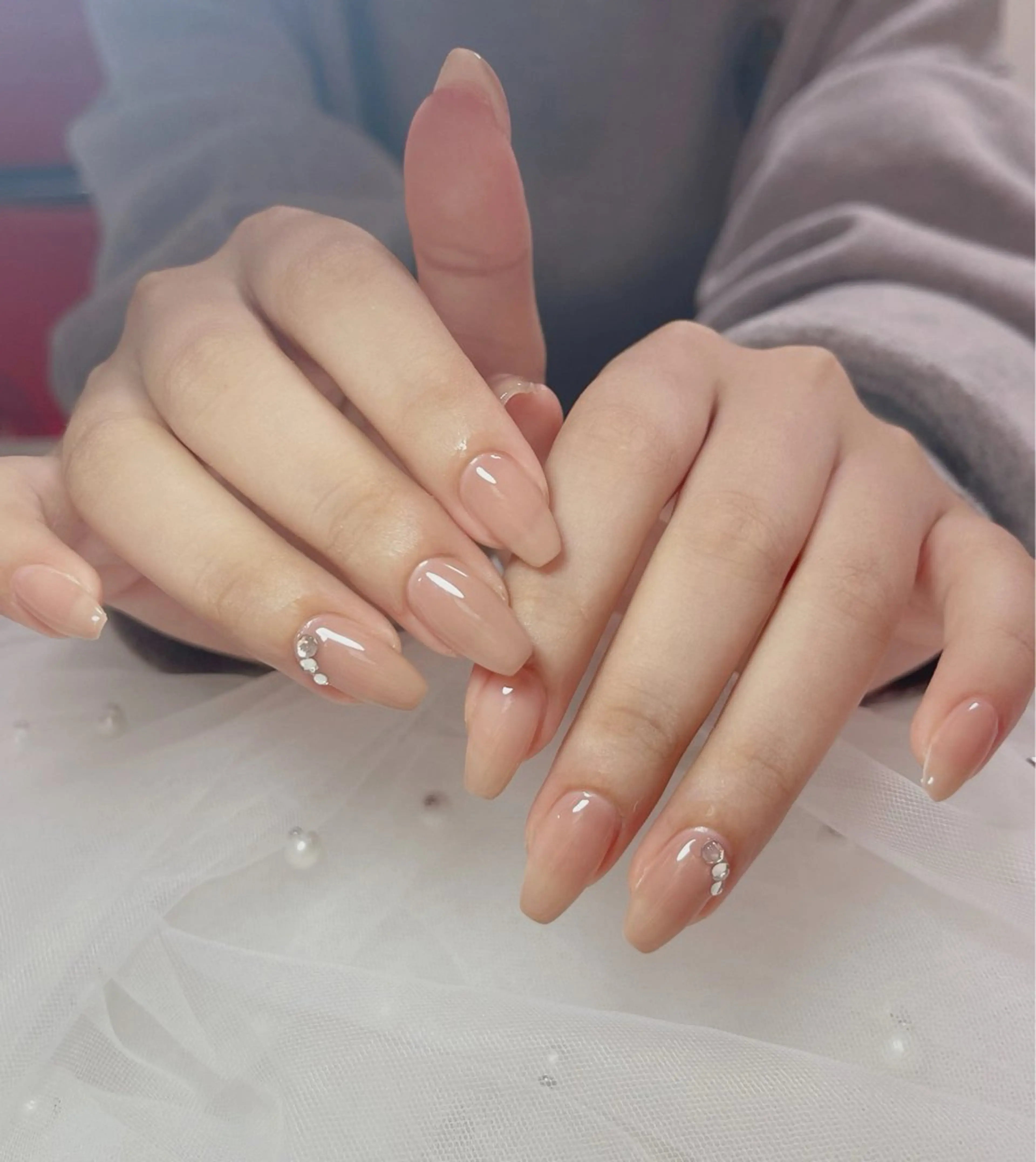 ネイル オーロラネイル 長さ出し フットネイル 韓国ネイル ラメ(グリッター) 👍thumbs up nail👍のネイルデザイン