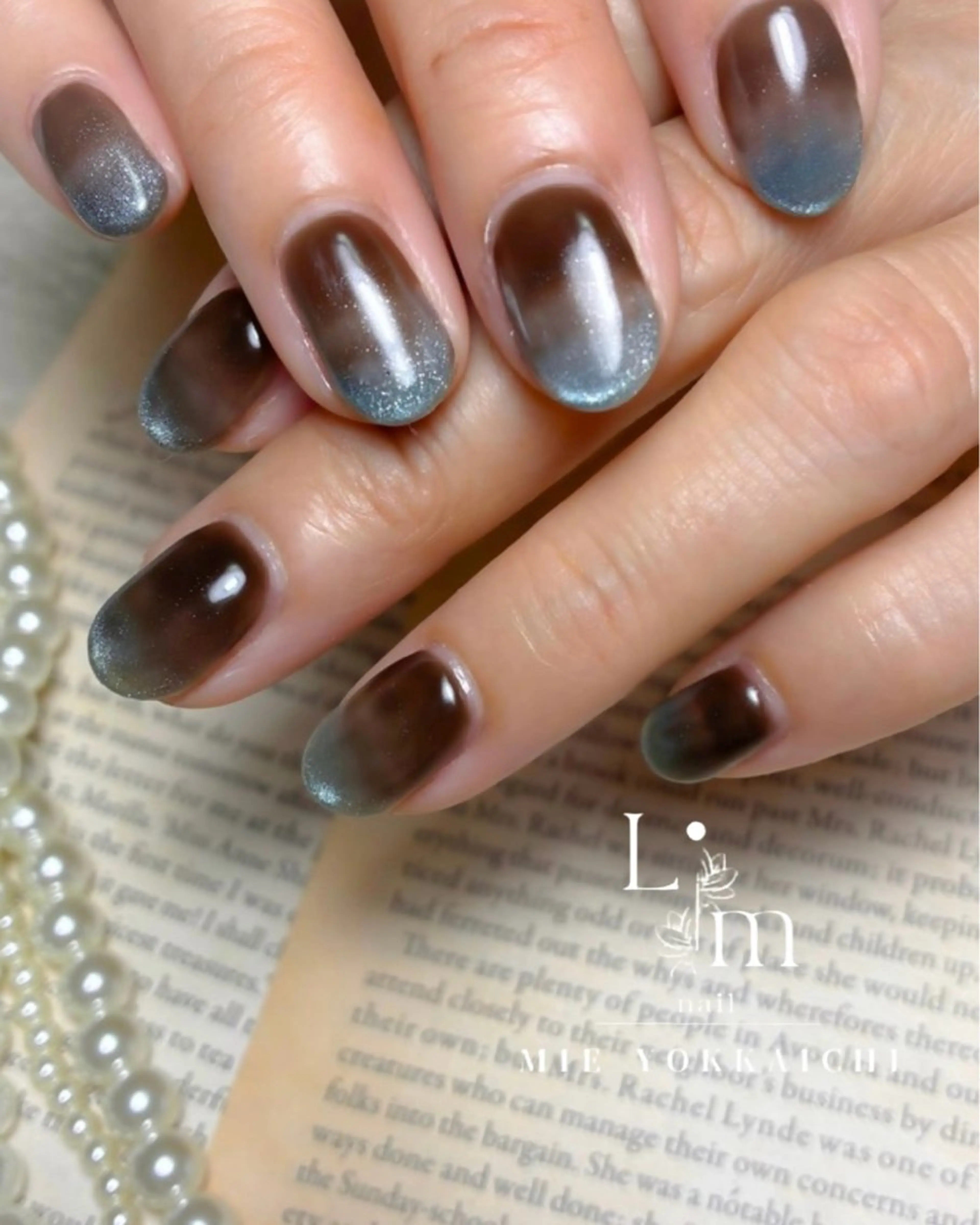 ネイル ブルー ブラウン マグネットネイル Li.m nail リム ネイルのネイルデザイン