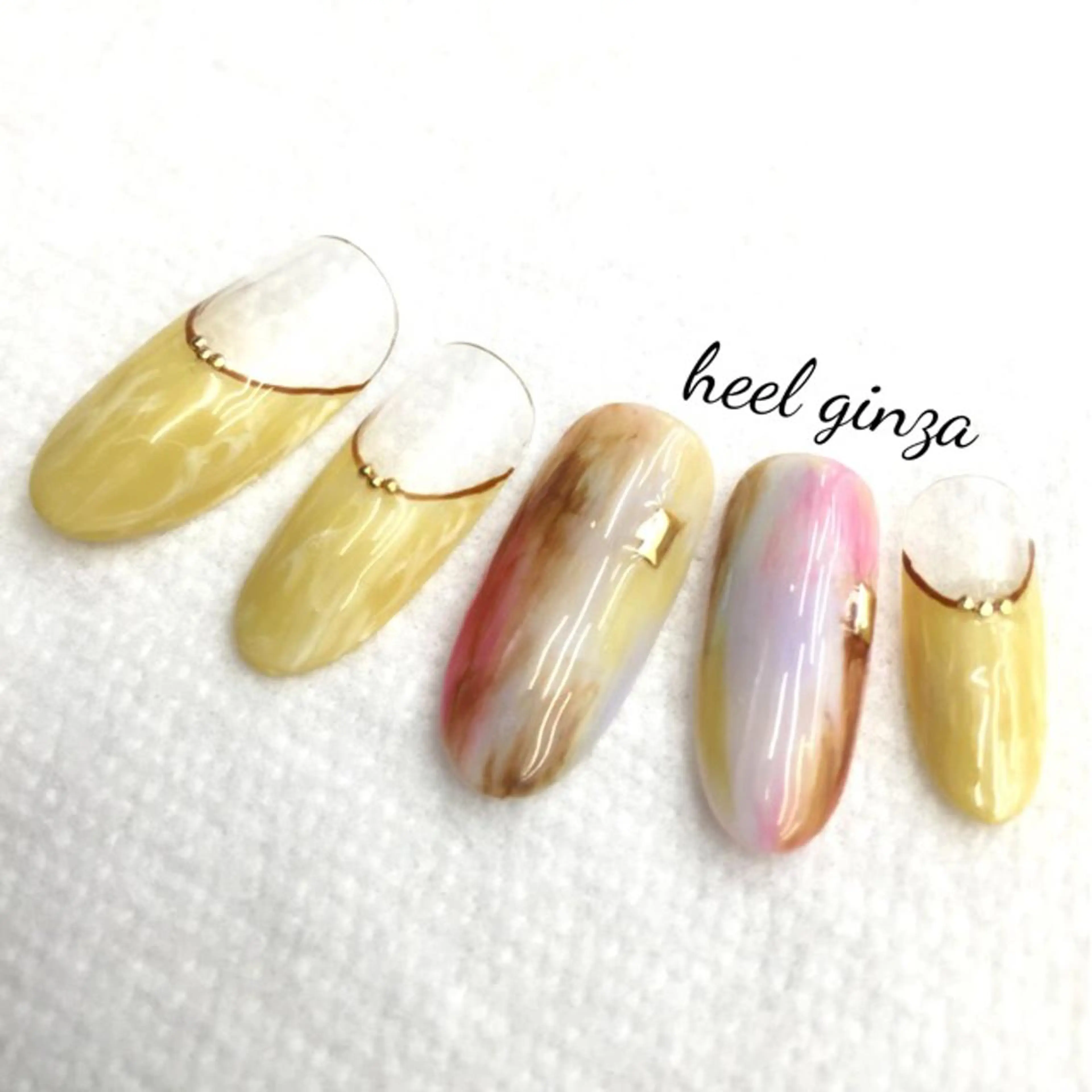 ネイル 大理石ネイル(マーブル) 春ネイル miel nailのネイルデザイン