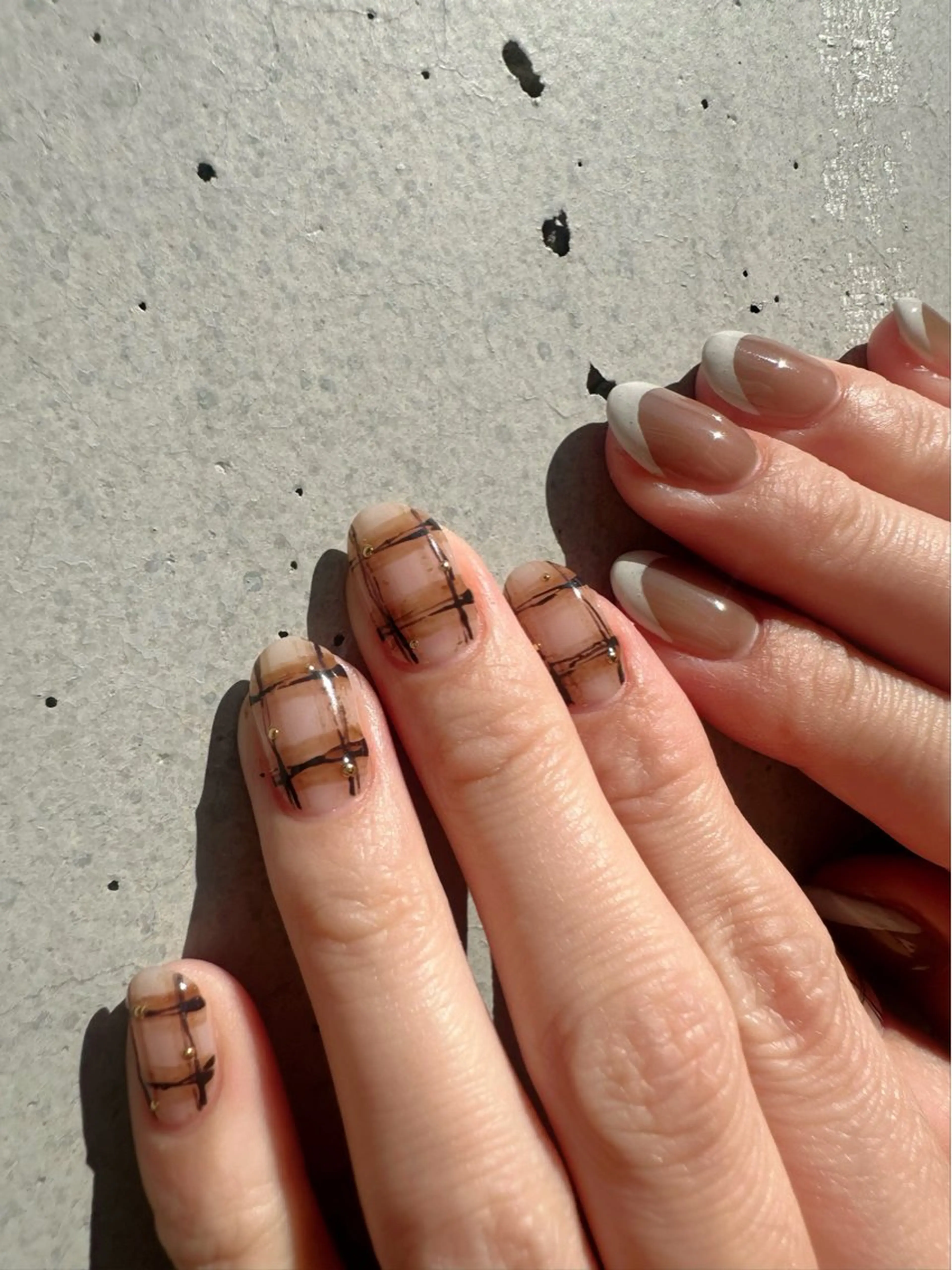 ネイル ブラウン フレンチネイル 氷ネイル・うるうるネイル 🪞KAPE NAIL 🪞のネイルデザイン