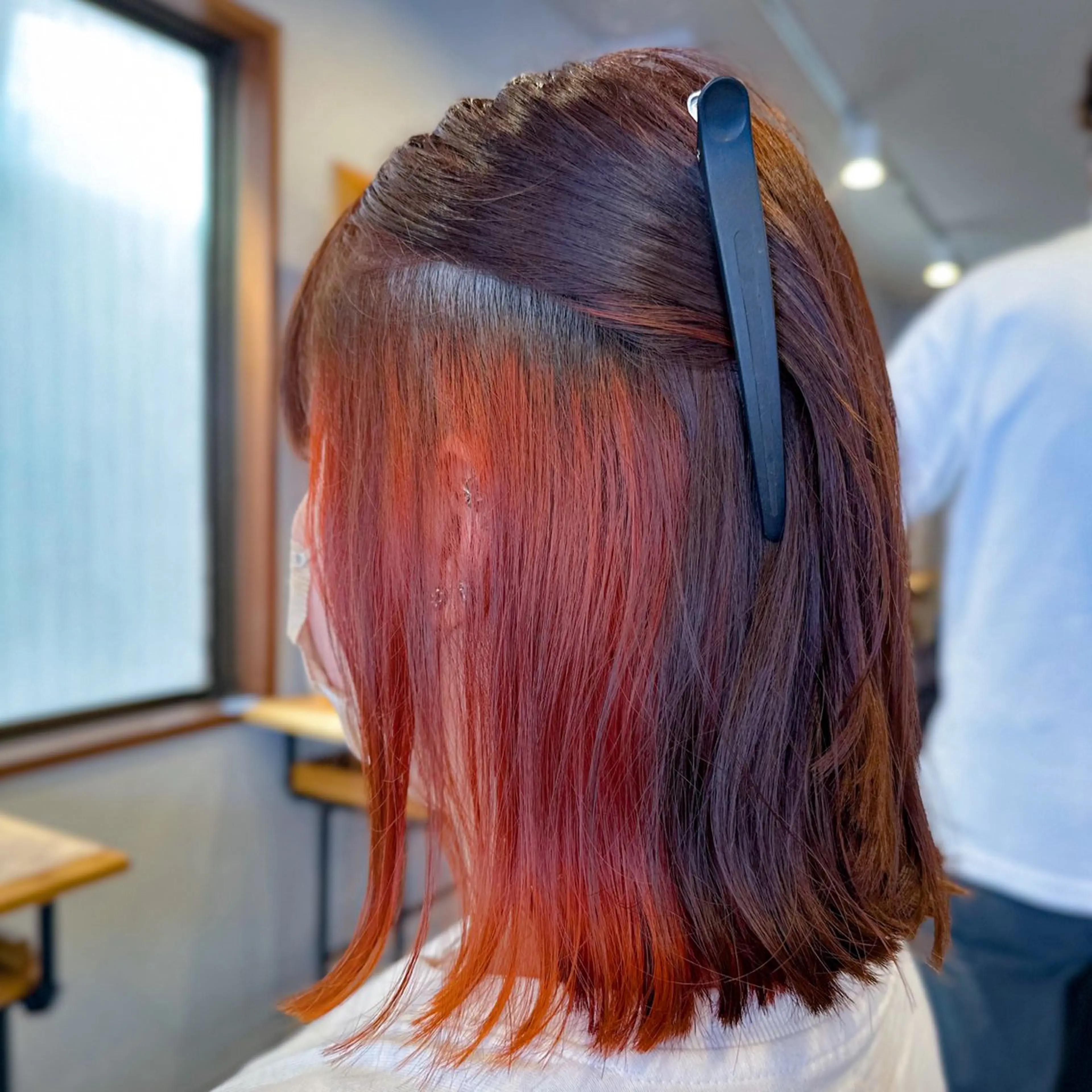 ミディアム カラー インナーカラー オレンジ affect 上大岡所属・《ブリーチカラー / 縮毛矯正》坂本爽のヘアスタイル