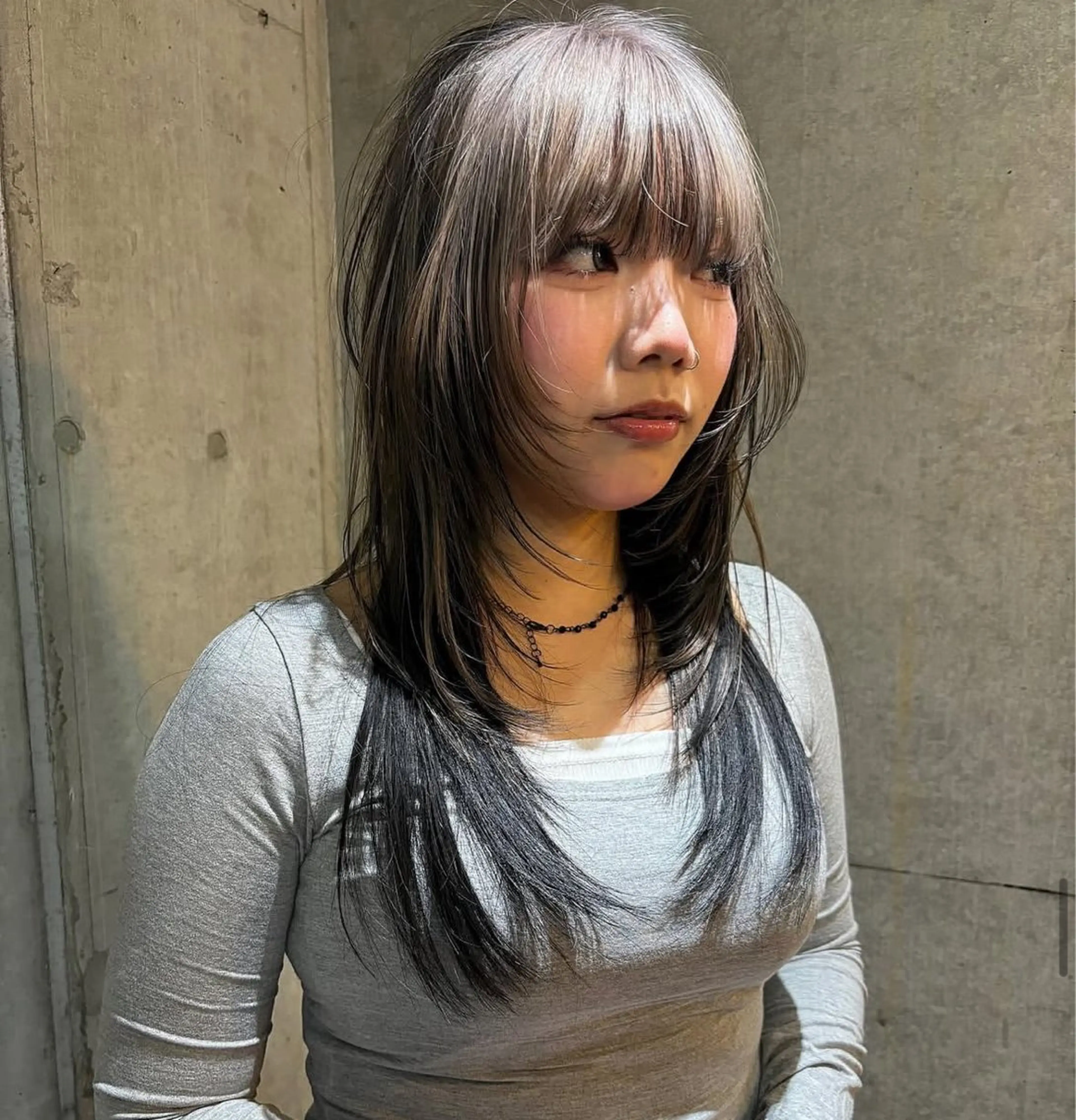セミロング カラー パーマ ヘアアレンジ メンズ キッズ ヘアカラー デザインパーマ ハイライトIkumiのヘアスタイル
