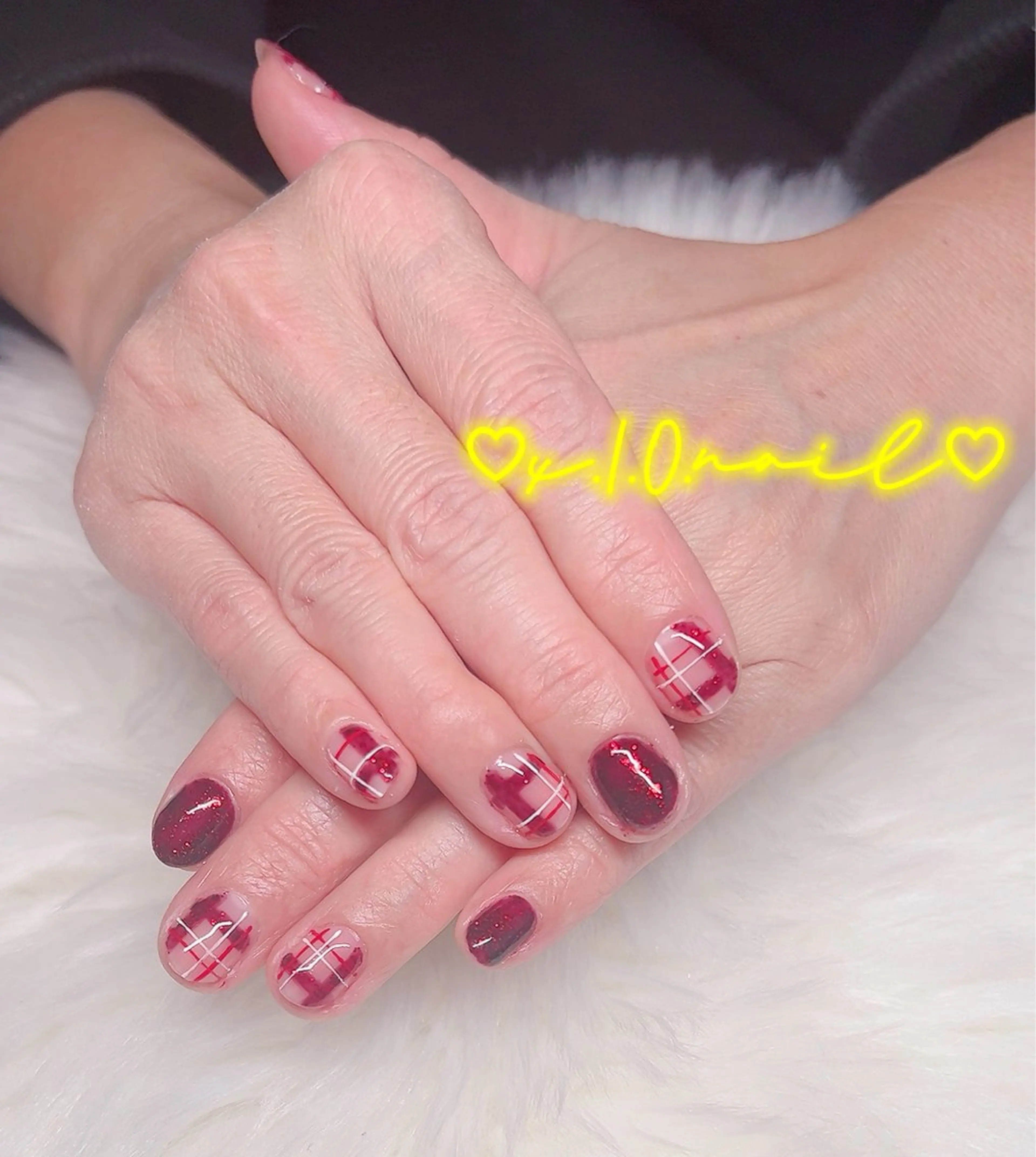 ネイル ラメ(グリッター) 赤色 バレンタイン ハンドネイル x.1.0.nail ♡Cのネイルデザイン