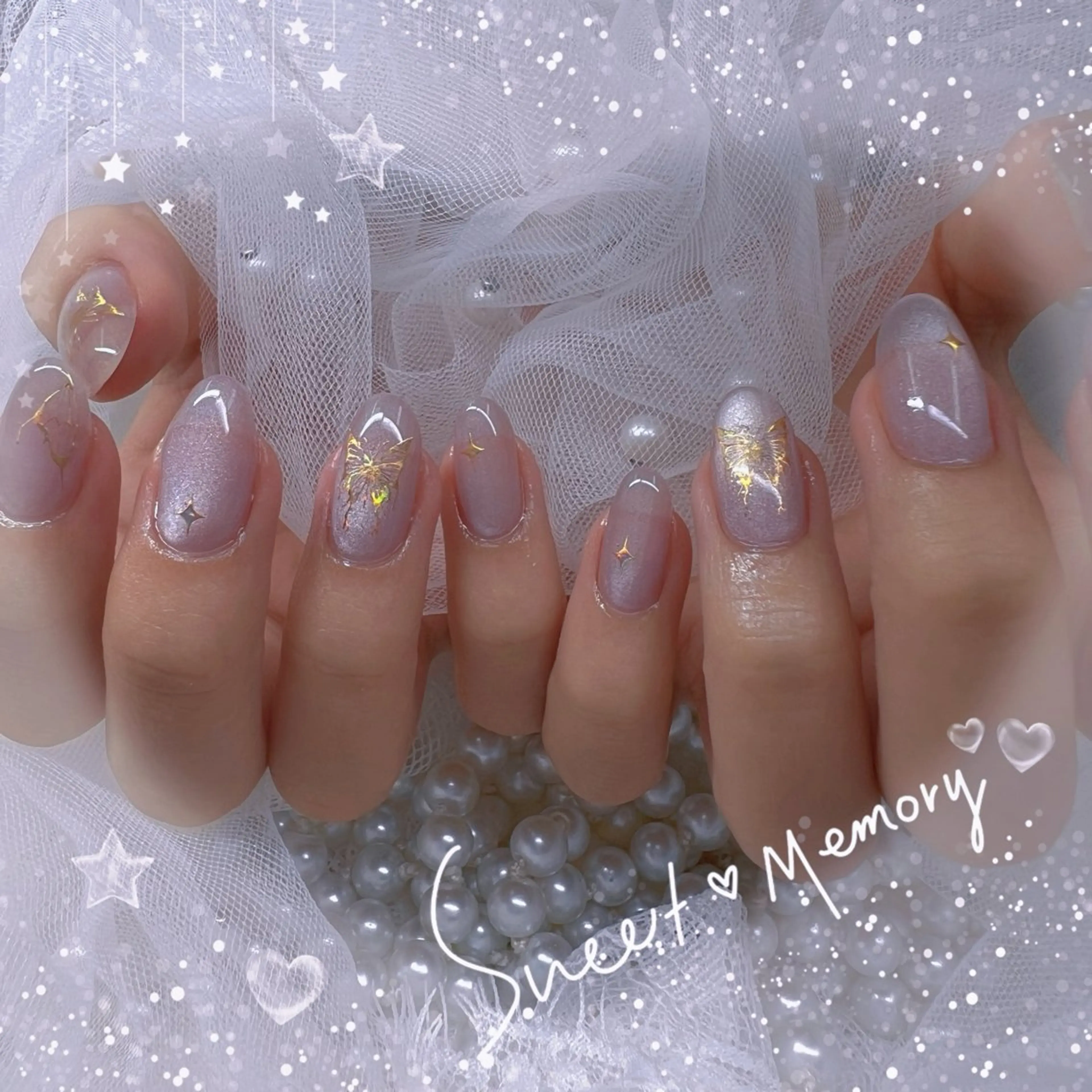 ネイル チークネイル フレンチネイル ガーリー ガラスフレンチ グラデーション ハンドネイル Chill Nailsalonのネイルデザイン