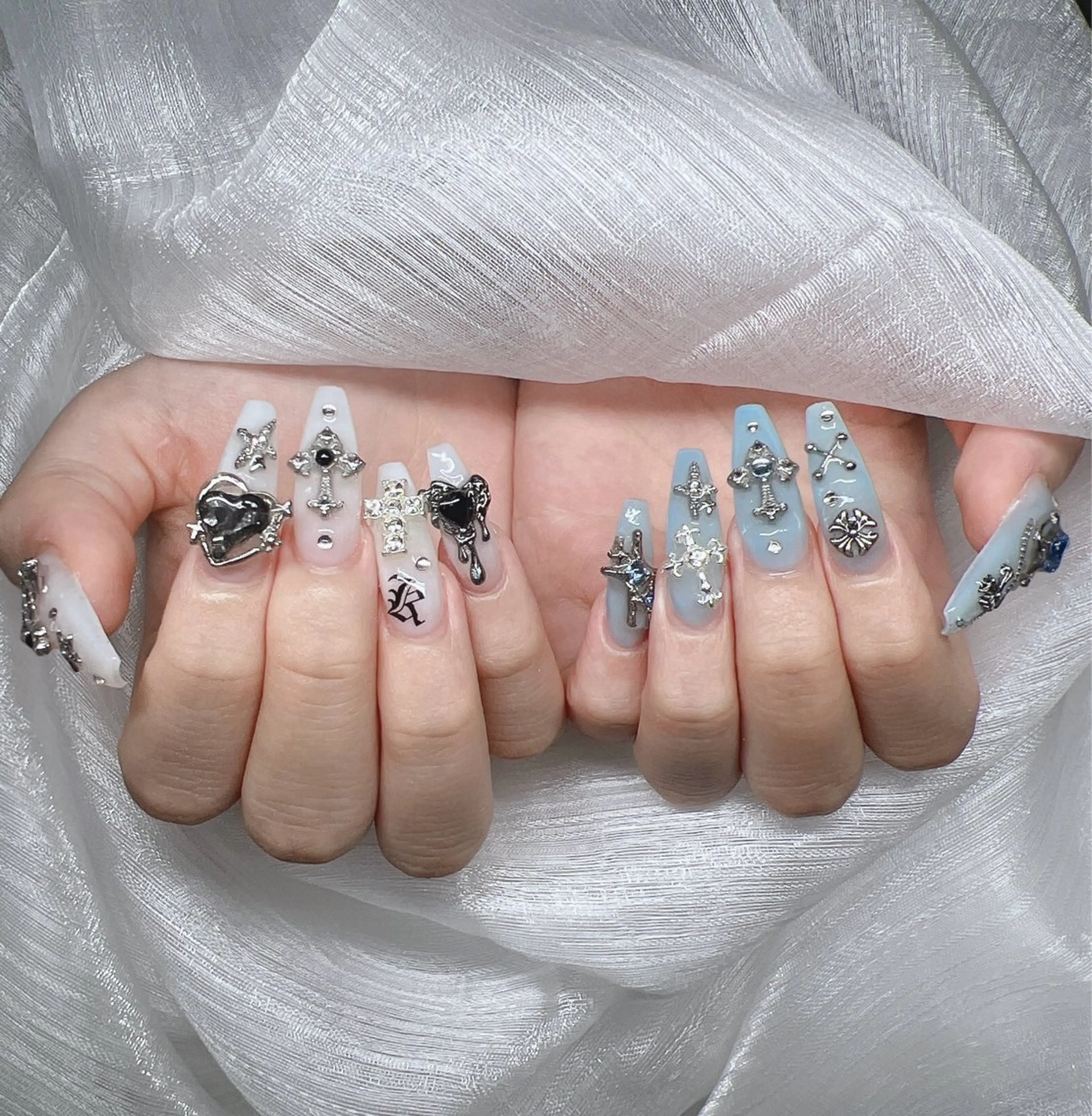 ネイル 長さ出し グラデーション キラキラネイル マグネットネイル ニュアンスネイル ハンドネイル Lee Nails チップ長さだし専門店のネイルデザイン
