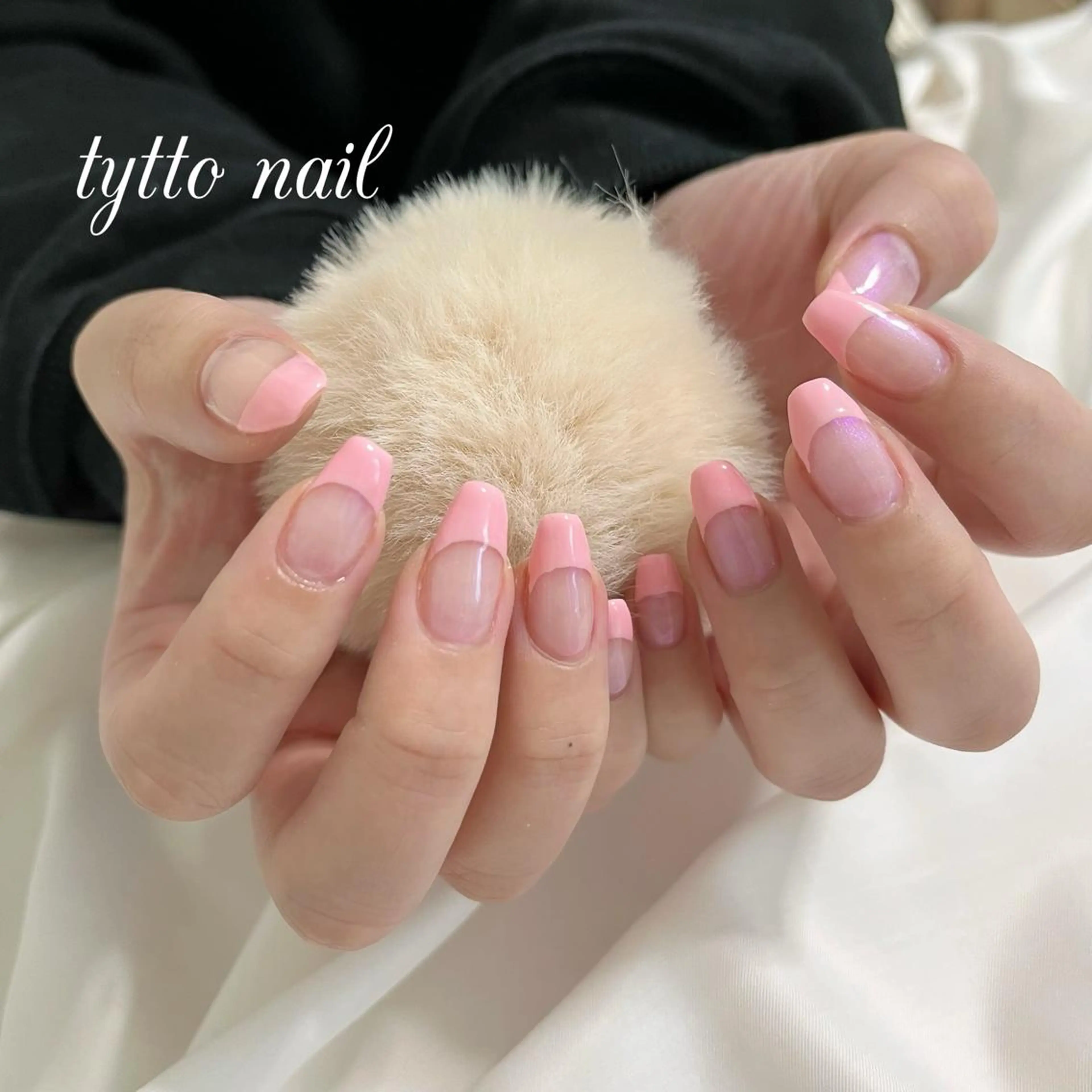 ネイル オーロラネイル フレンチネイル オフィスネイル ピンク シンプルネイル ハンドネイル tytto nail ❤︎‪‪eri‪‪のネイルデザイン
