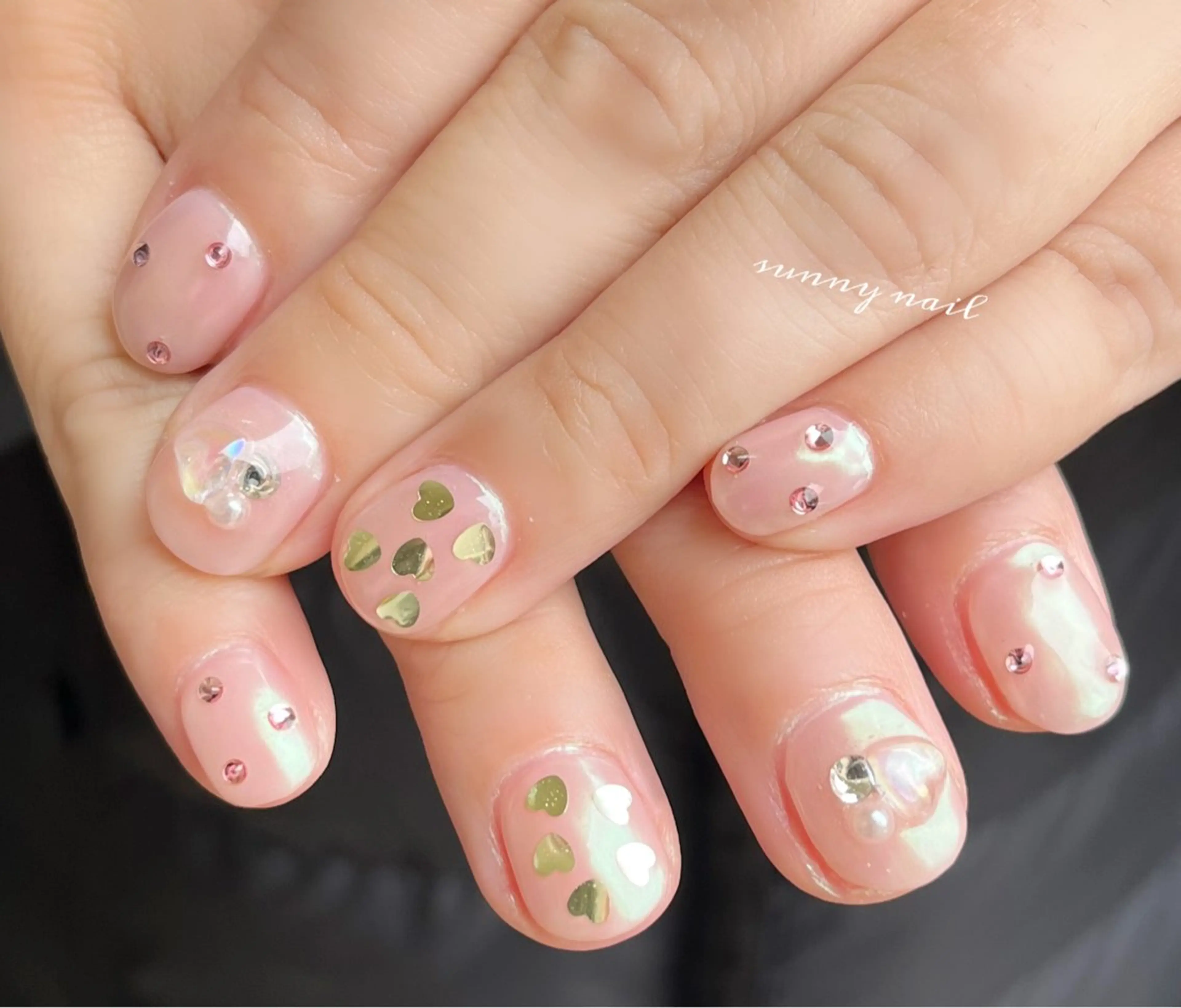 ネイル オーロラネイル ジェルネイル ハート パラジェル バレンタイン sunny nailのネイルデザイン
