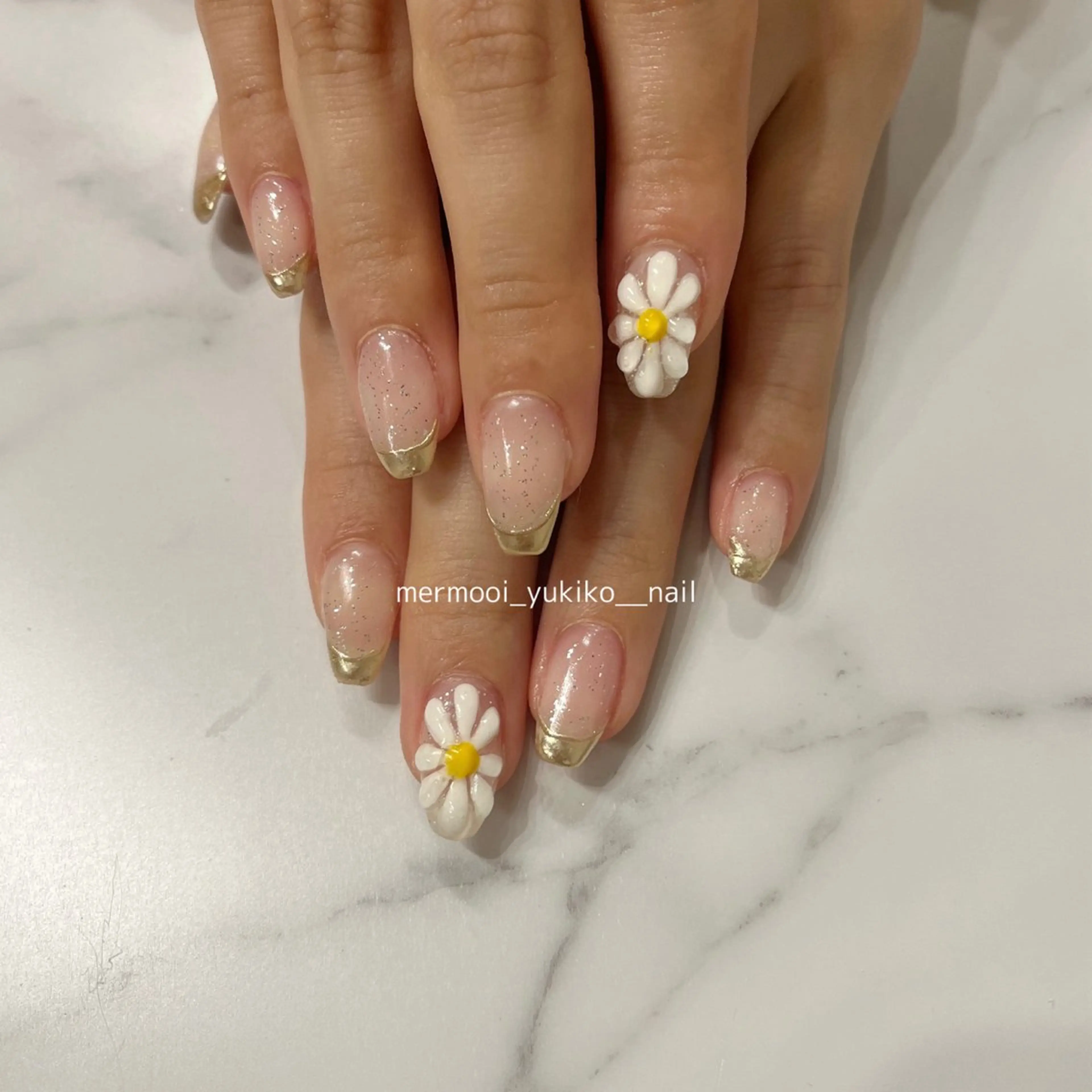 ネイル フレンチネイル キラキラネイル ラメ(グリッター) ミラーネイル ぷっくりネイル ハンドネイル melu所属・melu yukikoのネイルデザイン