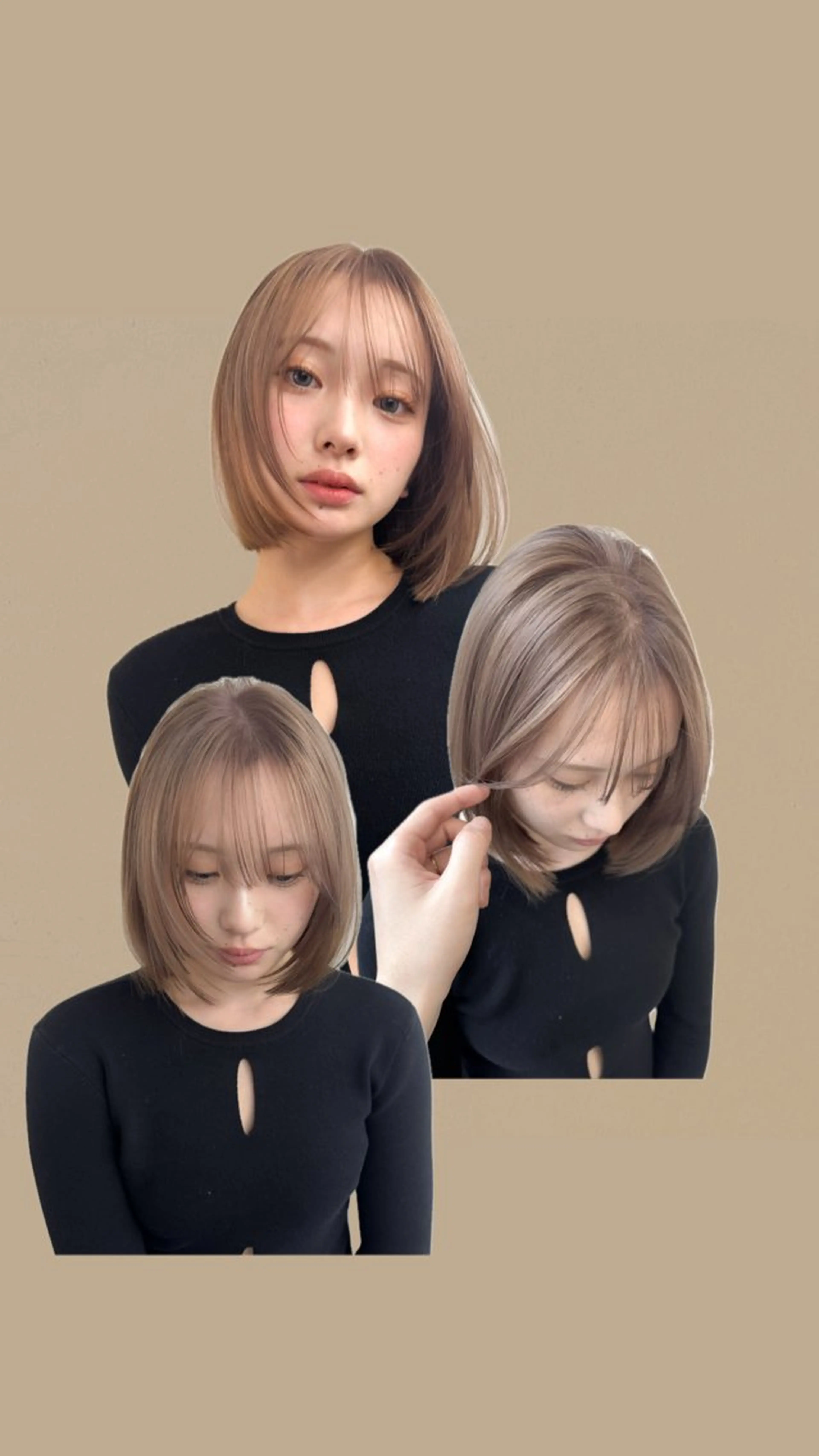 ショート カラー ベージュカラー ブリーチ 透明感カラー ブリーチなしカラー ボブ 透明感ベージュ/ボブ /表参道 yunaのヘアスタイル