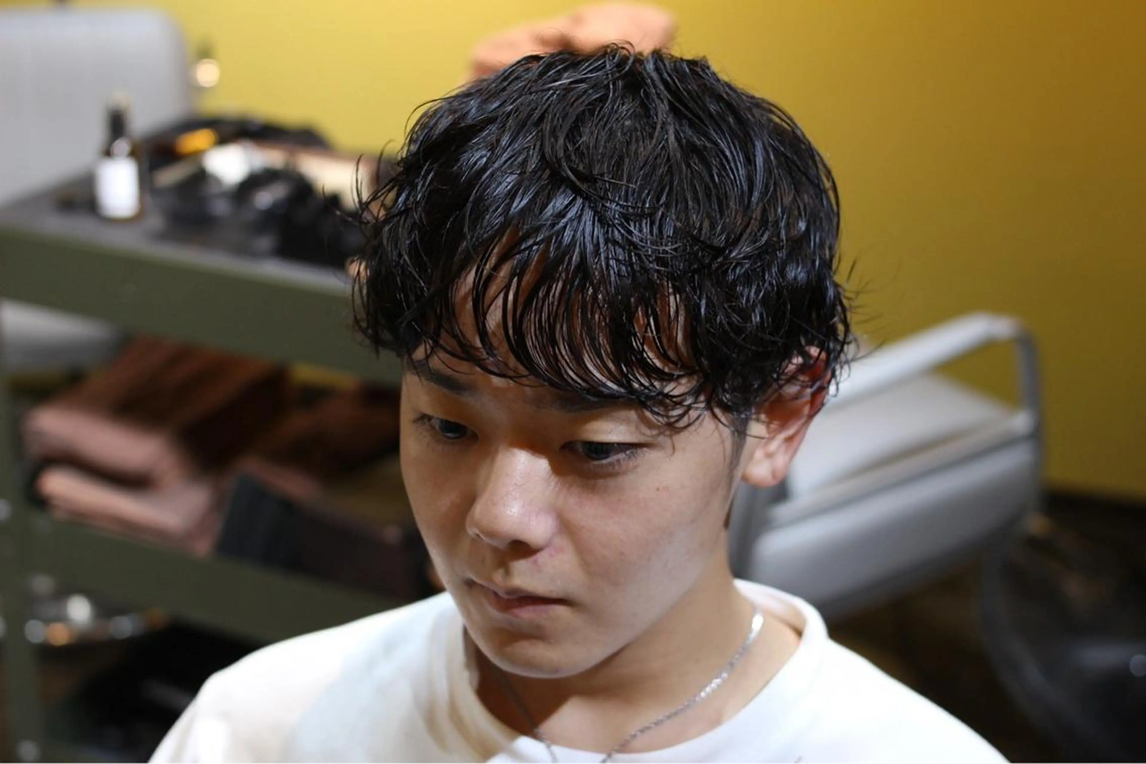 ミディアム パーマ メンズ ミディアムパーマ マッシュ メンズパーマ ニュアンスパーマ メンズカット/パーマ 福島区SOSOのヘアスタイル