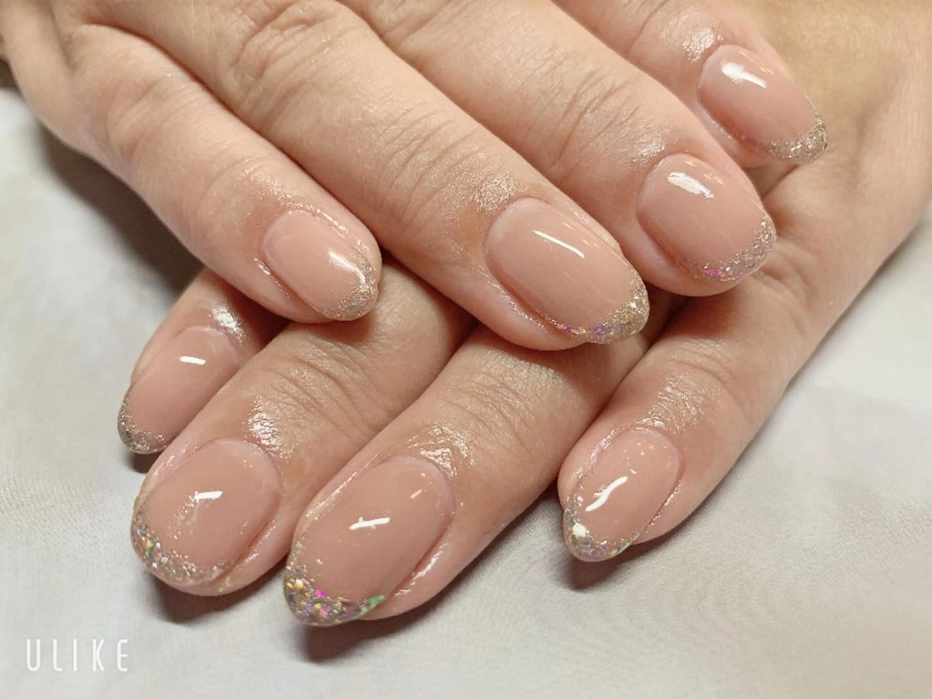ネイル フラッシュネイル フレンチネイル ラメ(グリッター) takamin._.nail所属・t. takamiのネイルデザイン