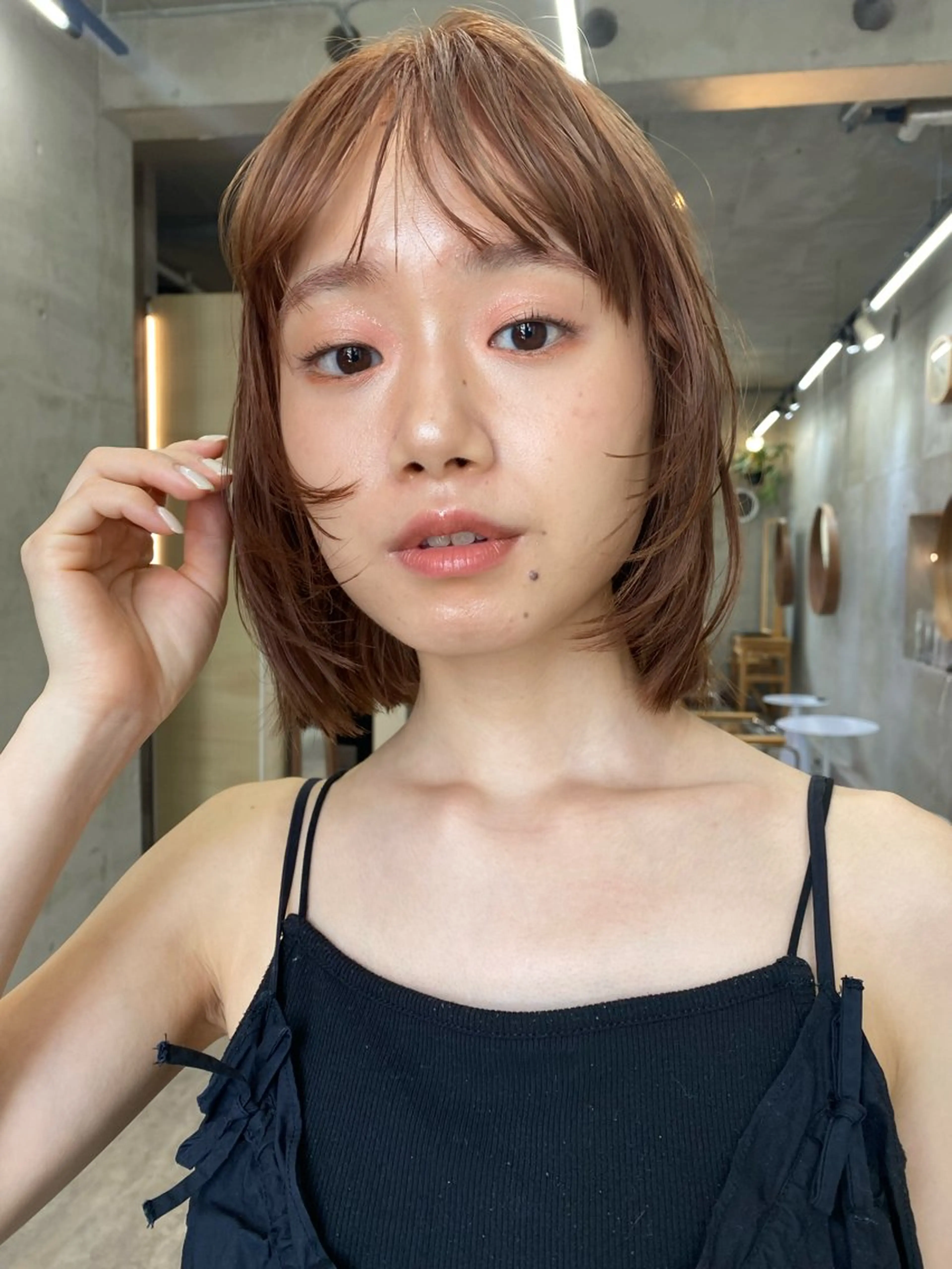 ショート カラー ボブレイヤー ベージュカラー オレンジ オレンジベージュ ボブ カット SALT WATER　恵比寿所属・レイヤーカット💫 ／HARUKA🎀のヘアスタイル
