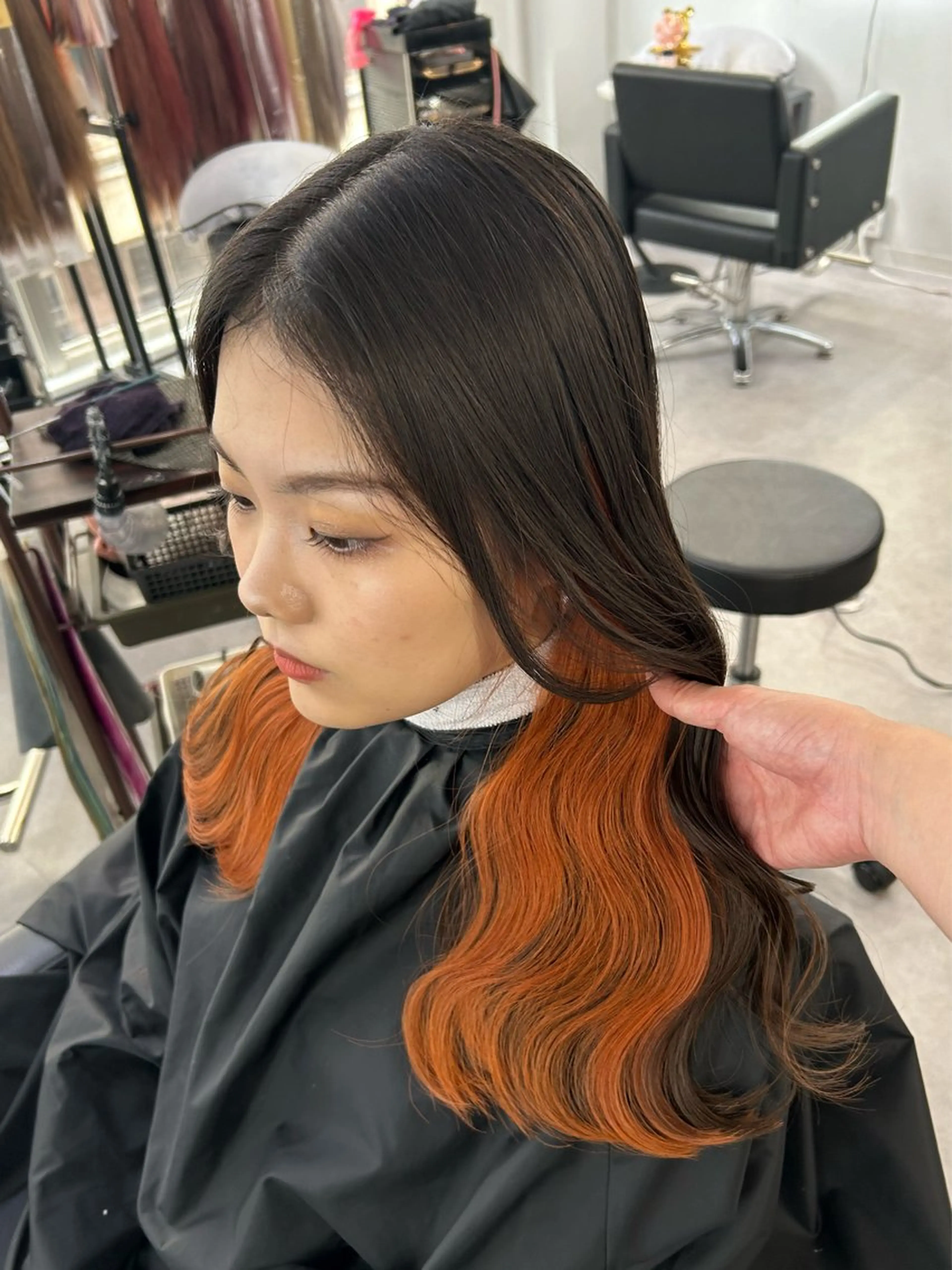 ロング カラー インナーカラー オレンジ ヘアカラー Cielro【 シェイロ 】所属・Cielro/ダブル カラー/西田咲希のヘアスタイル