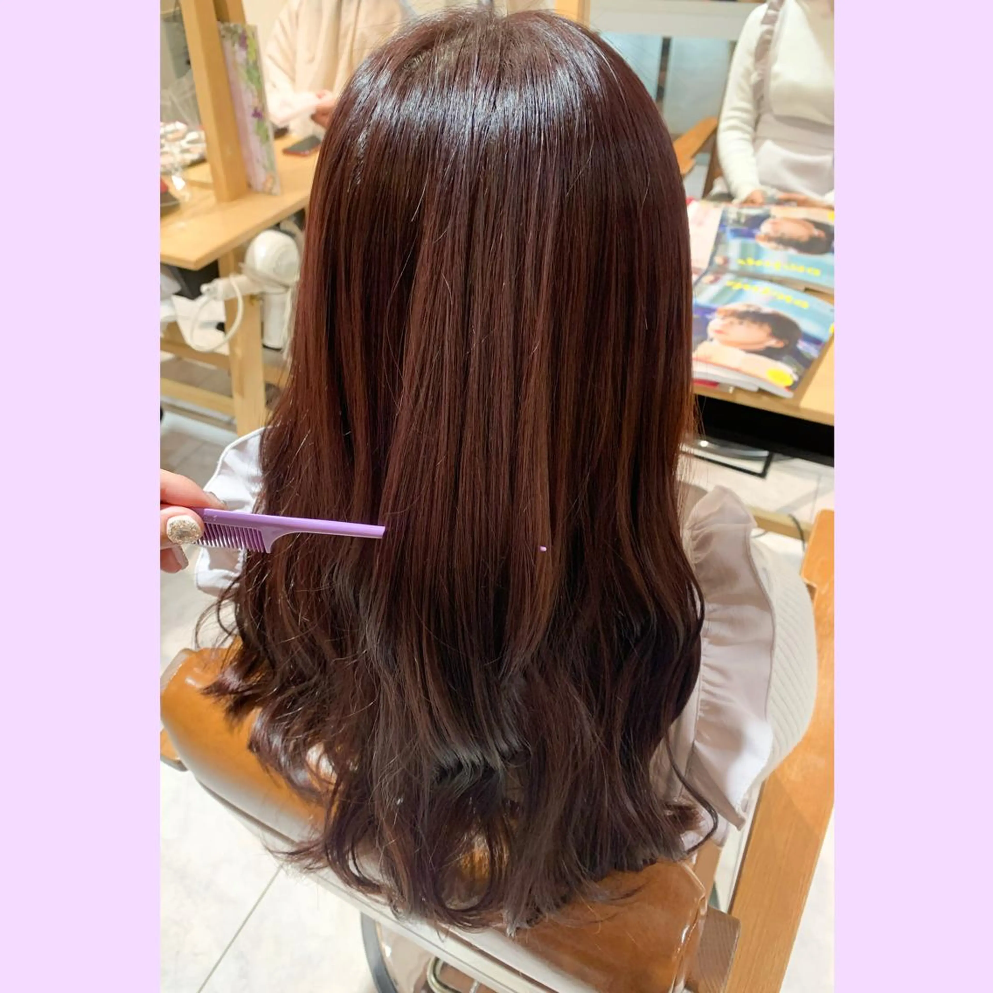 ロング カラー ブリーチ イルミナカラー ラベンダーカラー ラベンダーピンク ブリーチなしカラー 浅沼 久瑠美のヘアスタイル