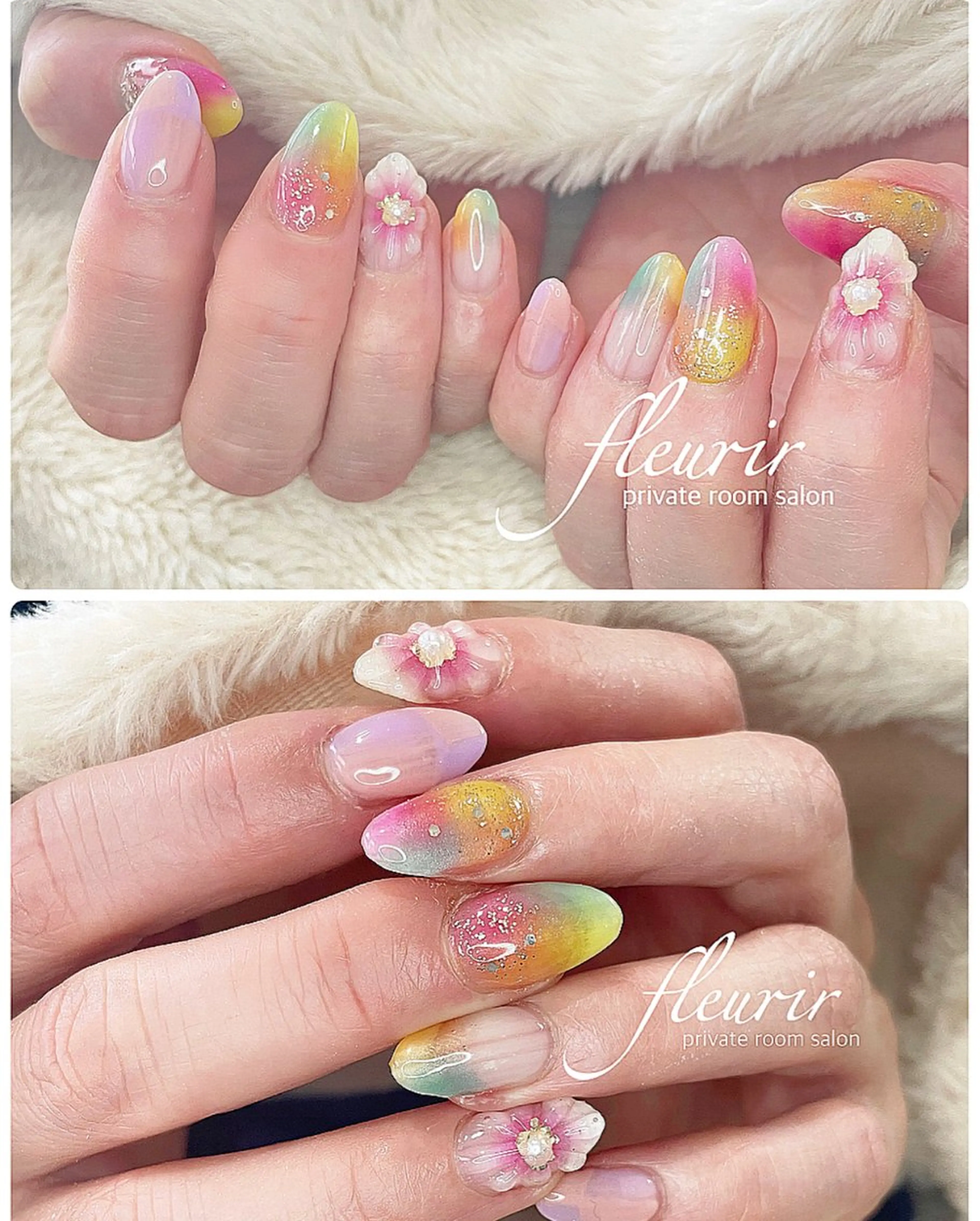 ネイル チークネイル フレンチネイル ラメ(グリッター) オンブレフレンチ ピンク フルリール 【プライベートサロンのネイルデザイン