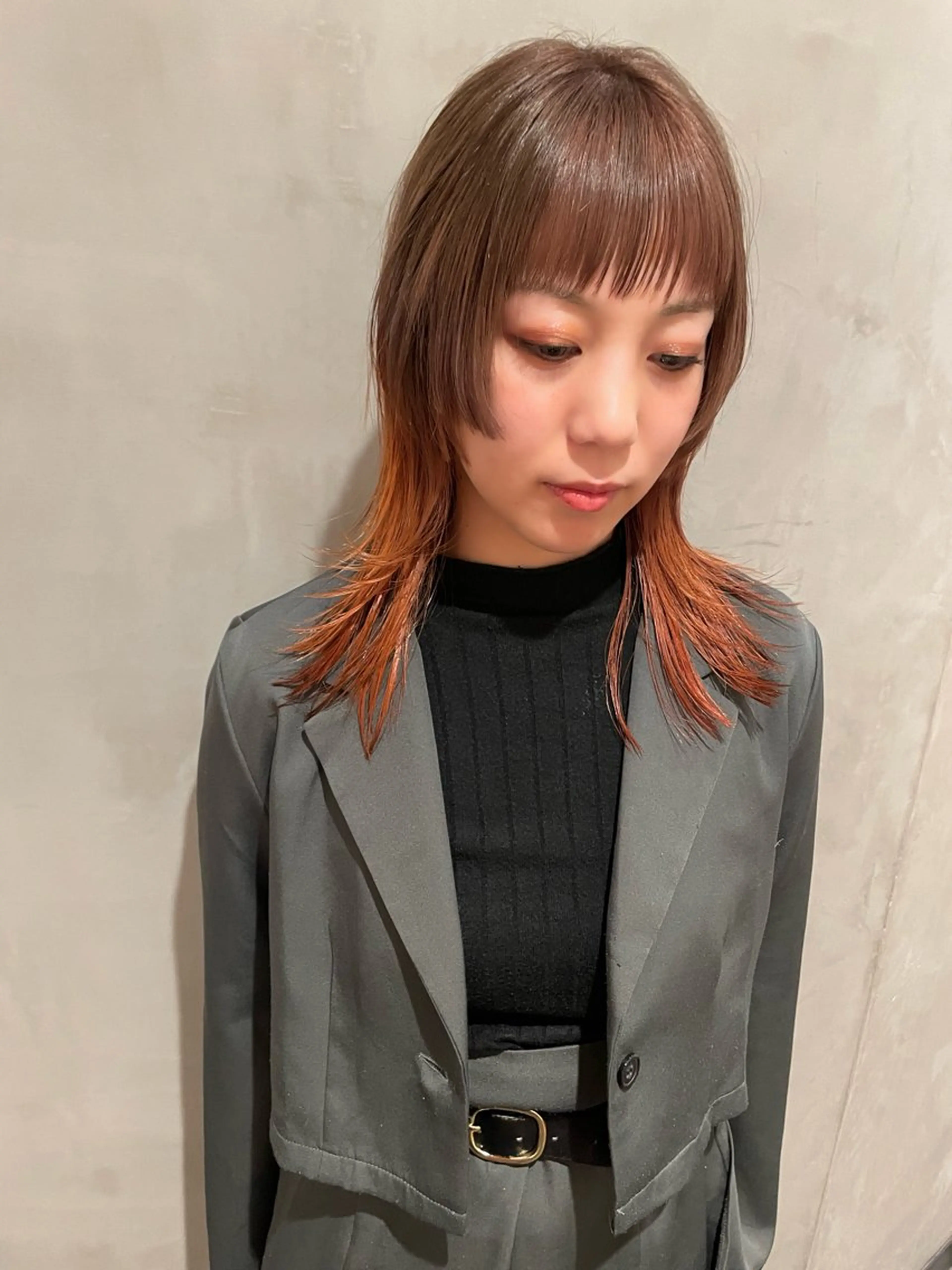 ミディアム カラー ヘアカラー トリートメント 優 作のヘアスタイル