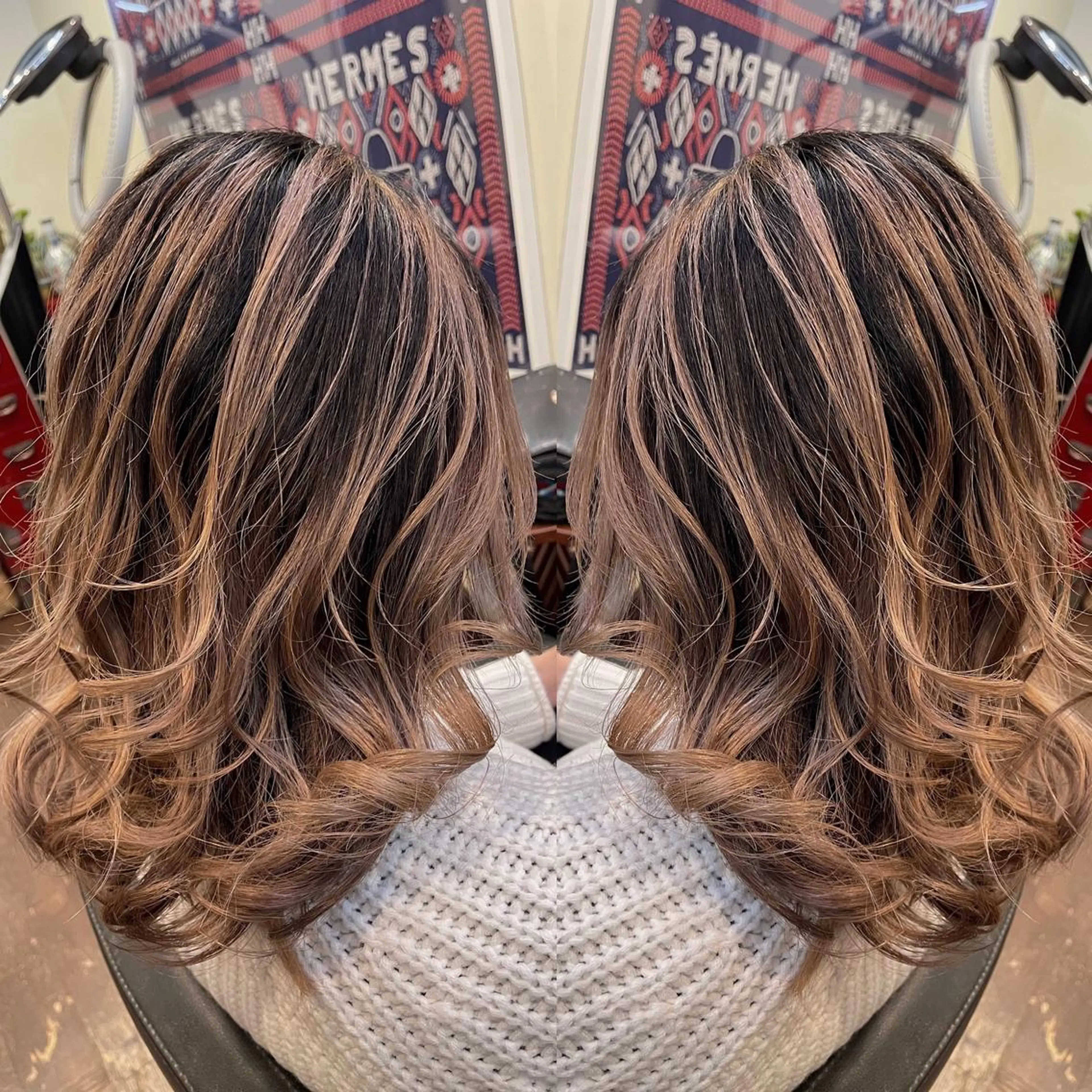 セミロング カラー バレイヤージュ ベージュカラー 外国人風カラー レイヤーカット カット ヘアカラー トリートメント peakshair所属・北堀江メンズパーマ 特化◎下村悠人のヘアスタイル