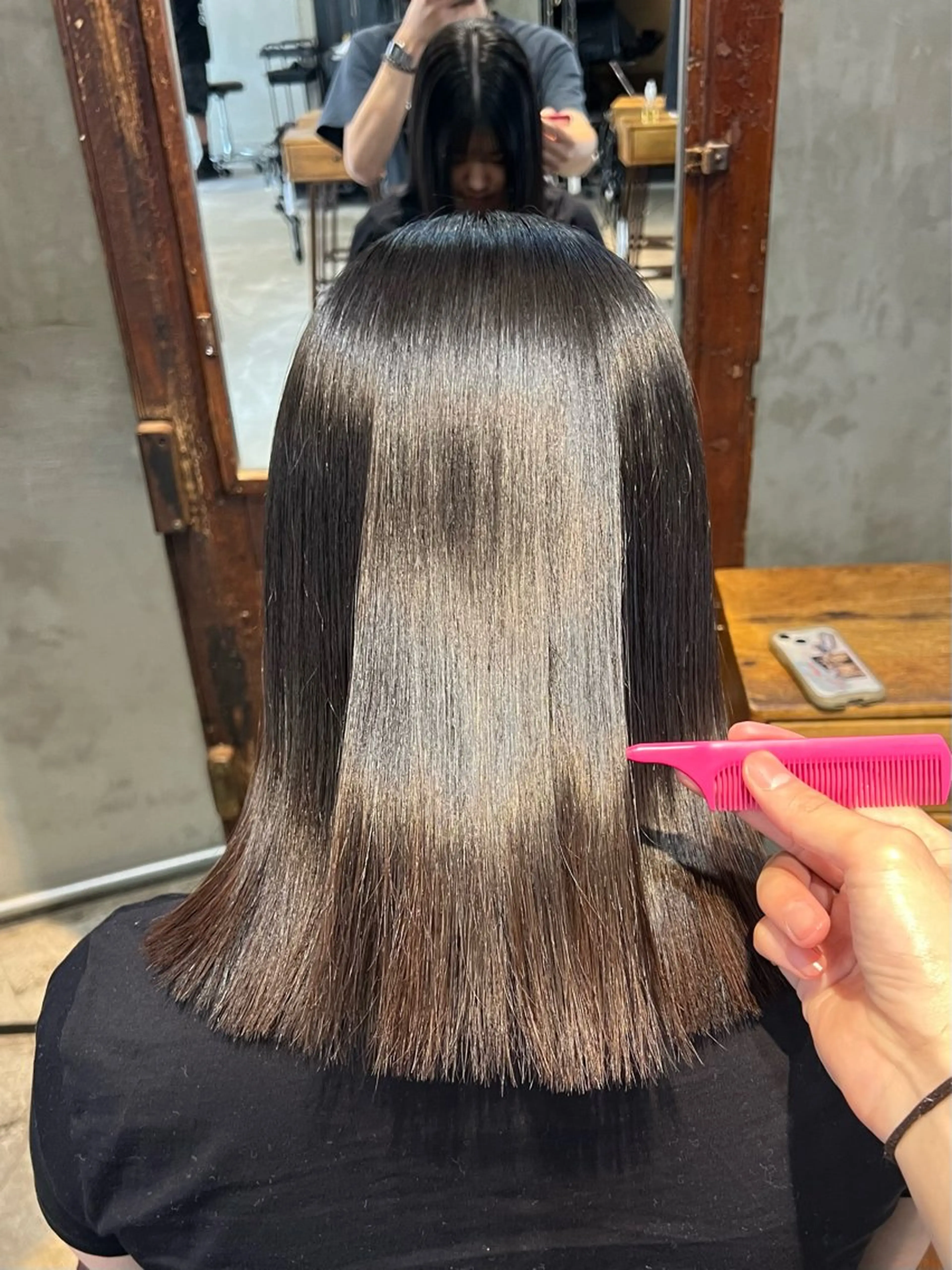セミロング ヘアアレンジ 縮毛矯正 トリートメント カット 縮毛矯正 トリートメント グレージュ/艶髪矯正 🪐takushiのヘアスタイル