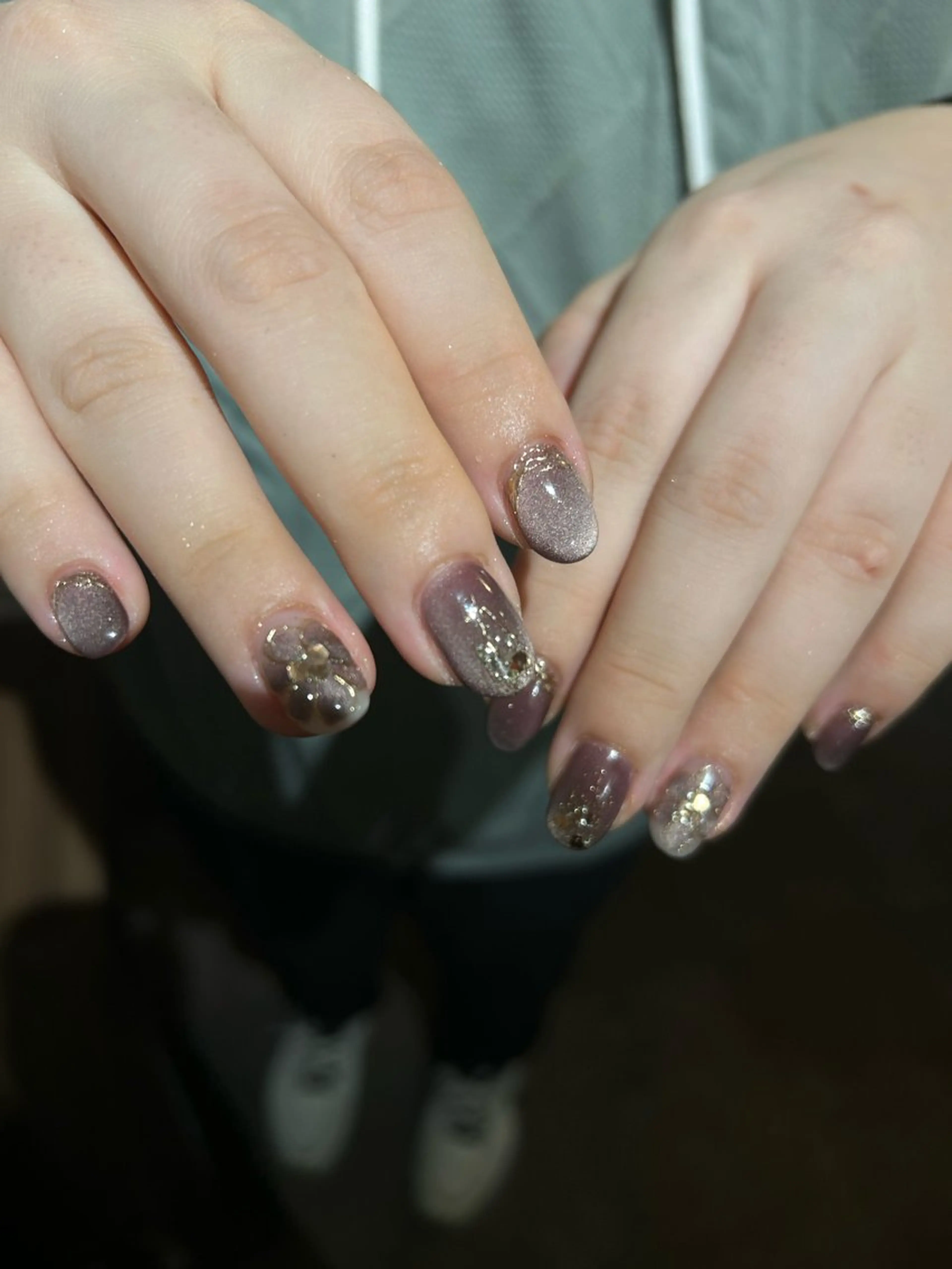 ネイル 韓国ネイル マグネットネイル ミラーネイル 冬ネイル ハンドネイル nail salon ideal所属・ideal wakanaのネイルデザイン